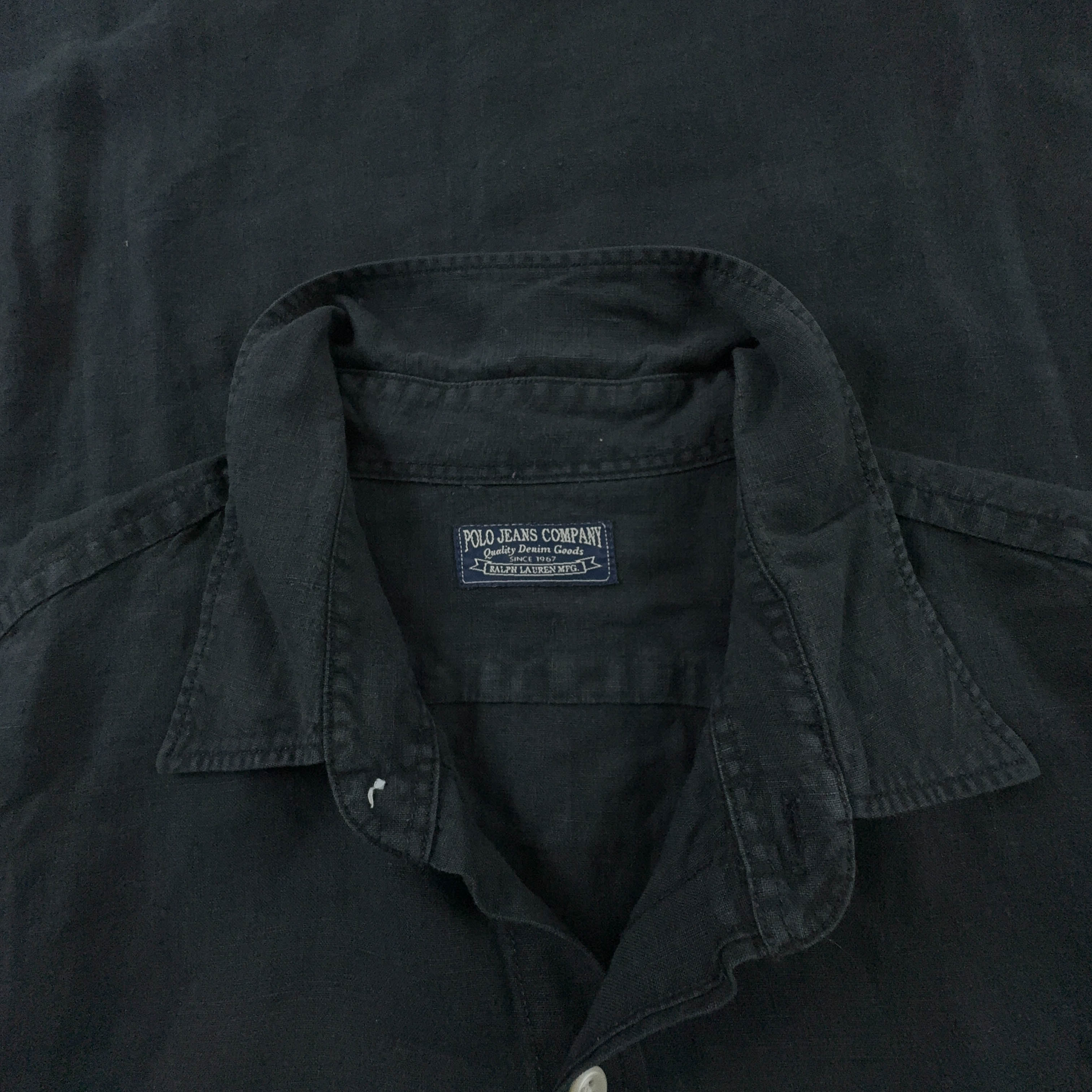 Camicia Ralph Lauren Vintage nera a tinta unita 100% lino - Taglia L uomo