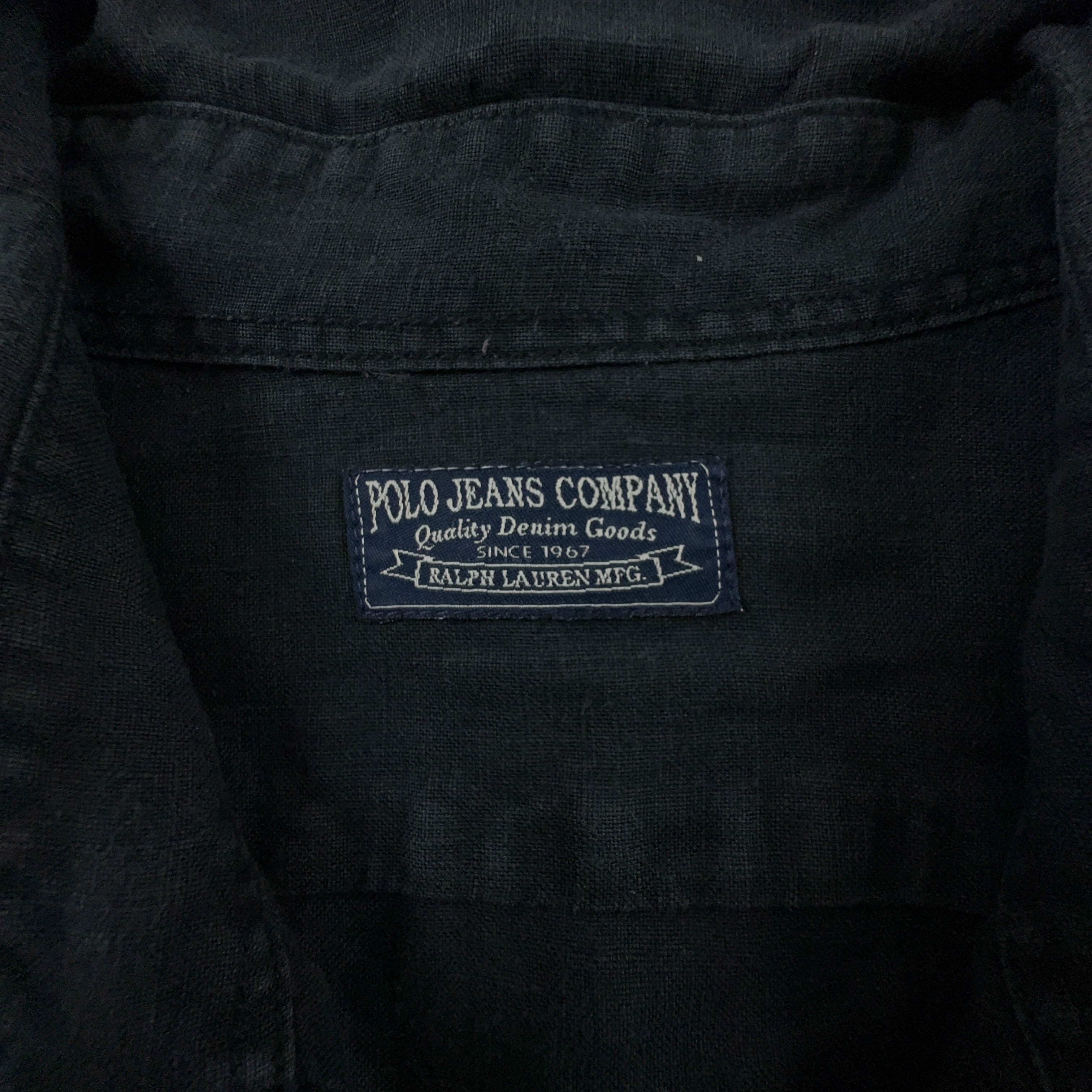 Camicia Ralph Lauren Vintage nera a tinta unita 100% lino - Taglia L uomo