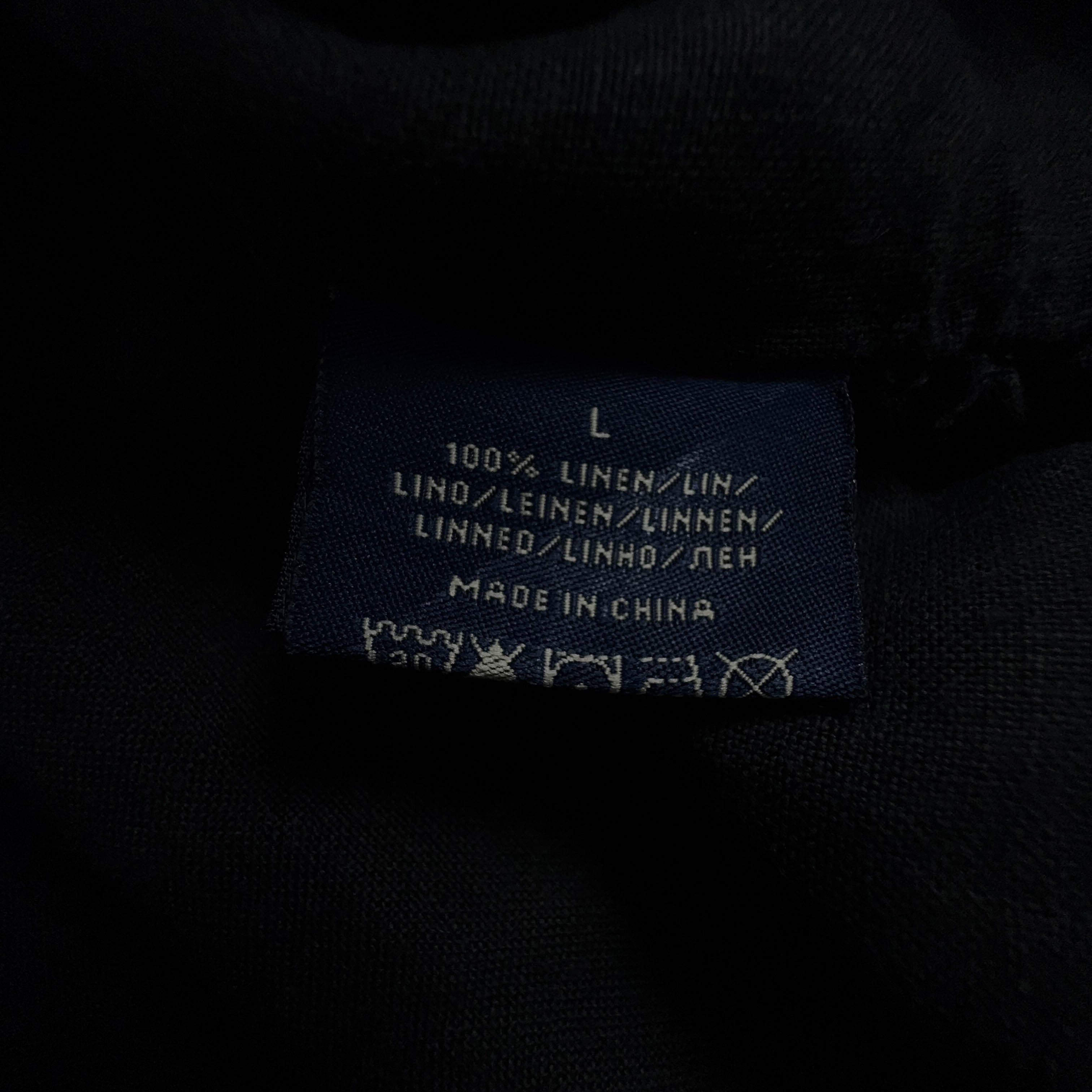 Camicia Ralph Lauren Vintage nera a tinta unita 100% lino - Taglia L uomo