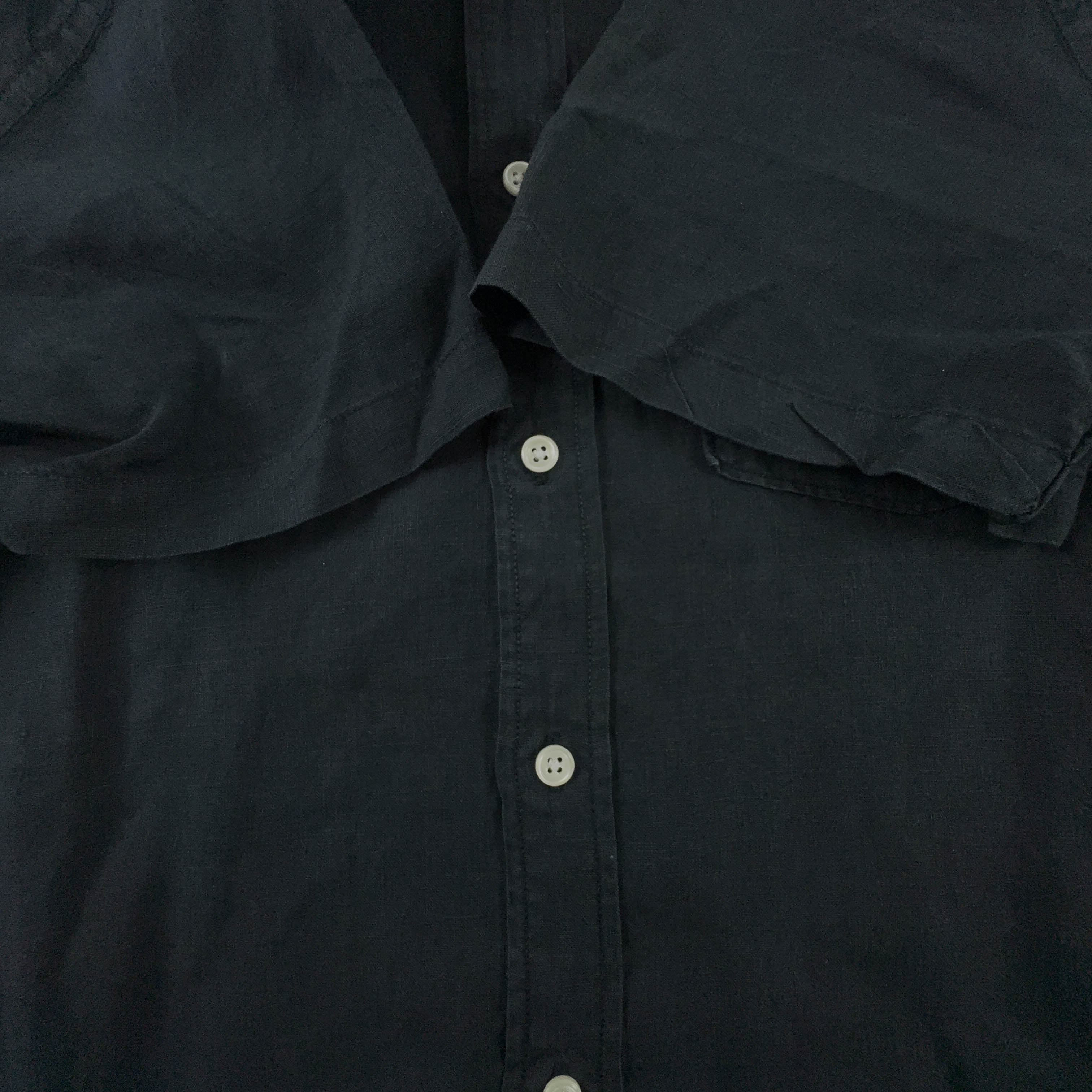 Camicia Ralph Lauren Vintage nera a tinta unita 100% lino - Taglia L uomo