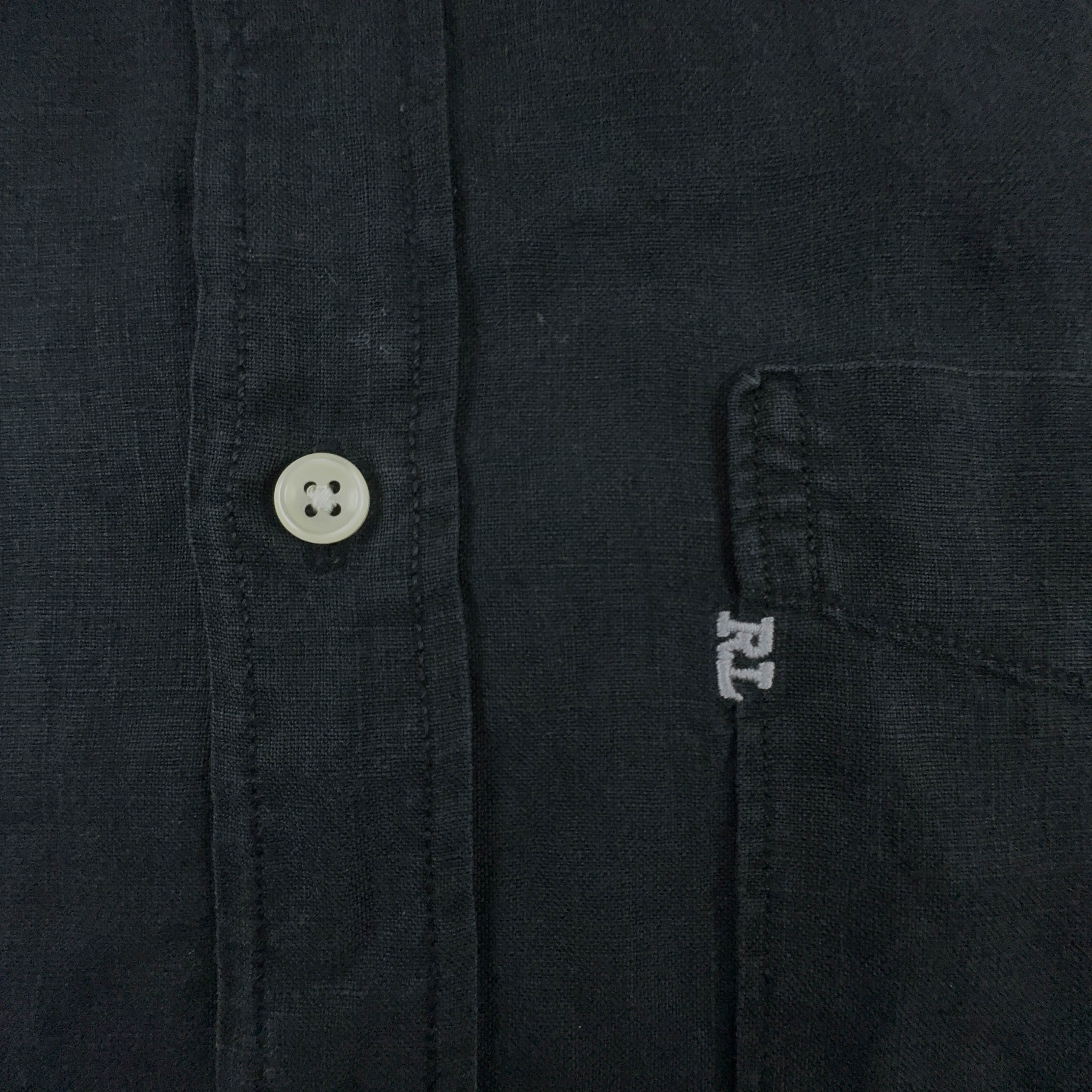 Camicia Ralph Lauren Vintage nera a tinta unita 100% lino - Taglia L uomo