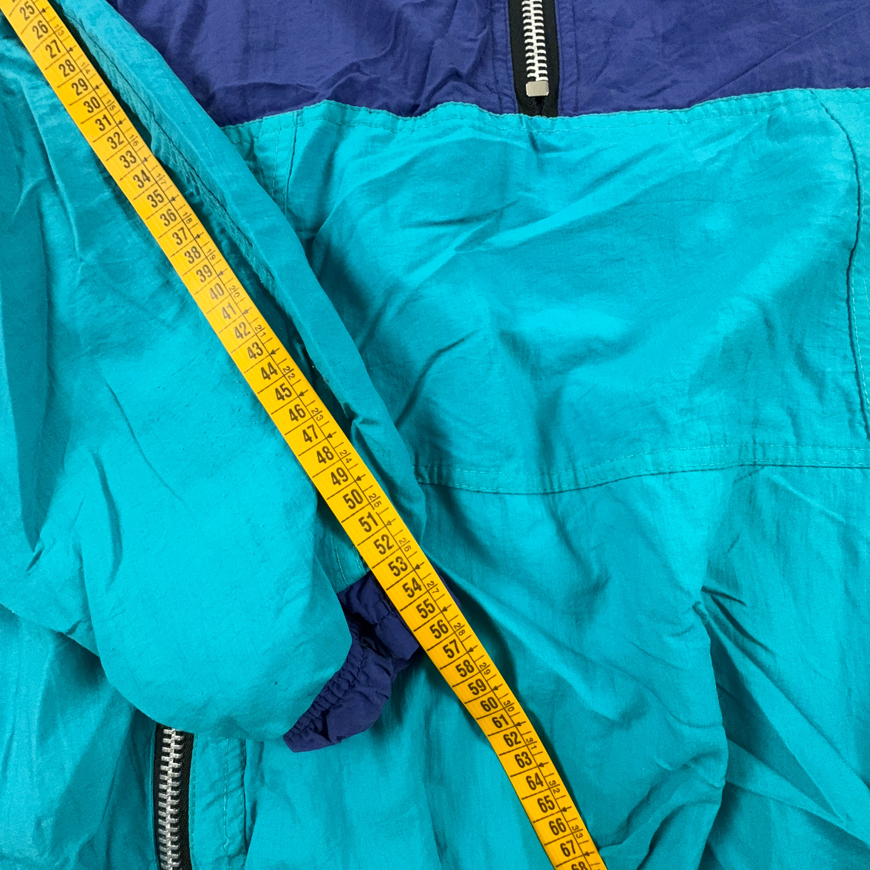 Giacca a vento Vintage blu e azzurro a mezza zip anni 90 - Taglia XL uomo
