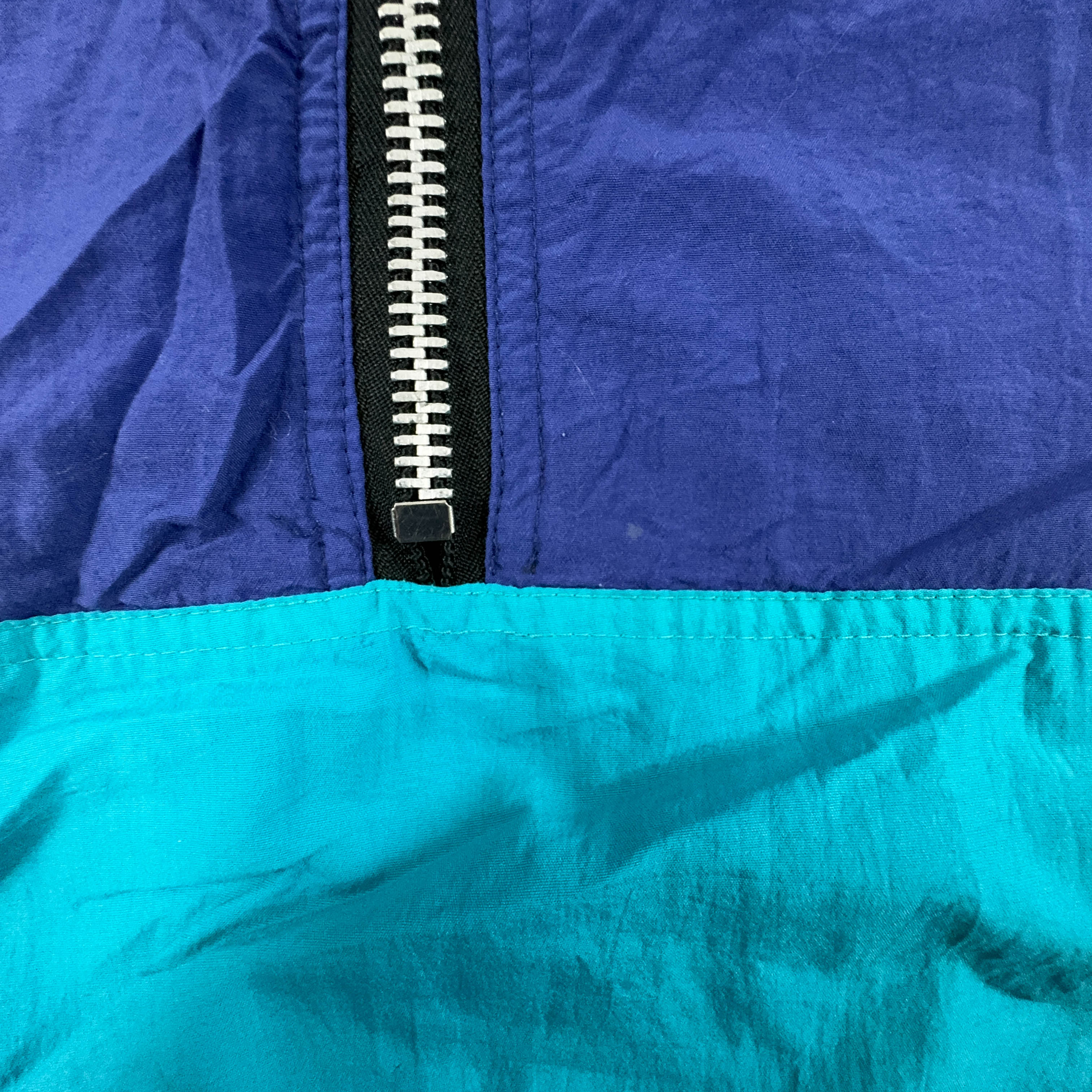 Giacca a vento Vintage blu e azzurro a mezza zip anni 90 - Taglia XL uomo