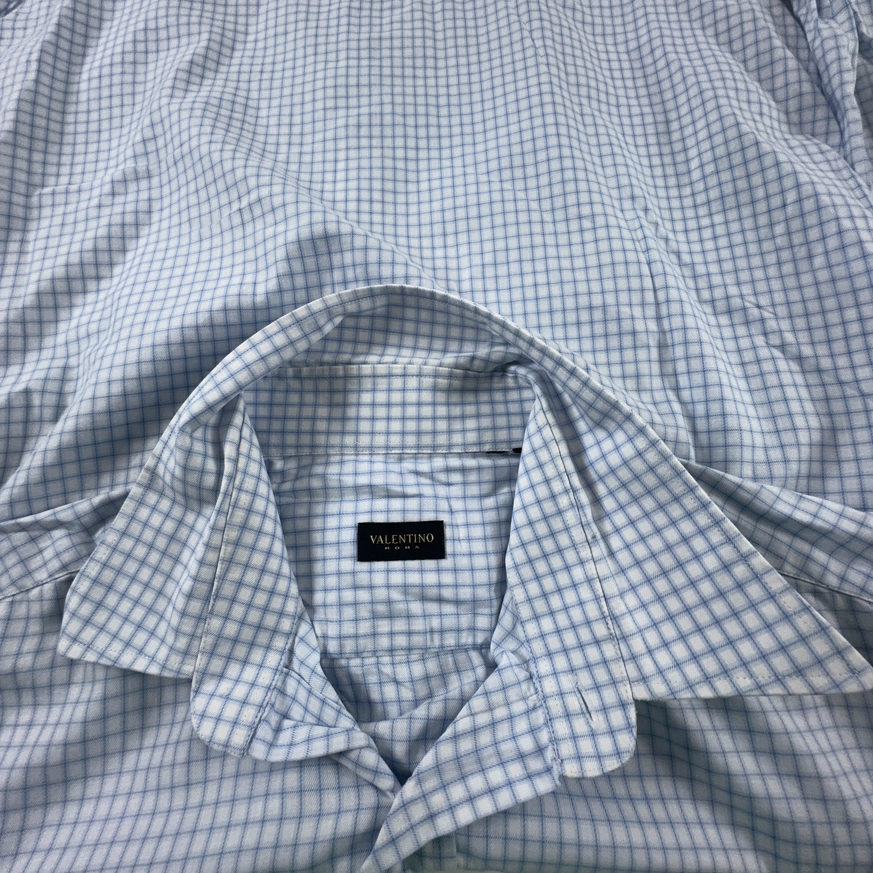 Camicia Valentino a quadri bianca e azzurra - Taglia M/L uomo