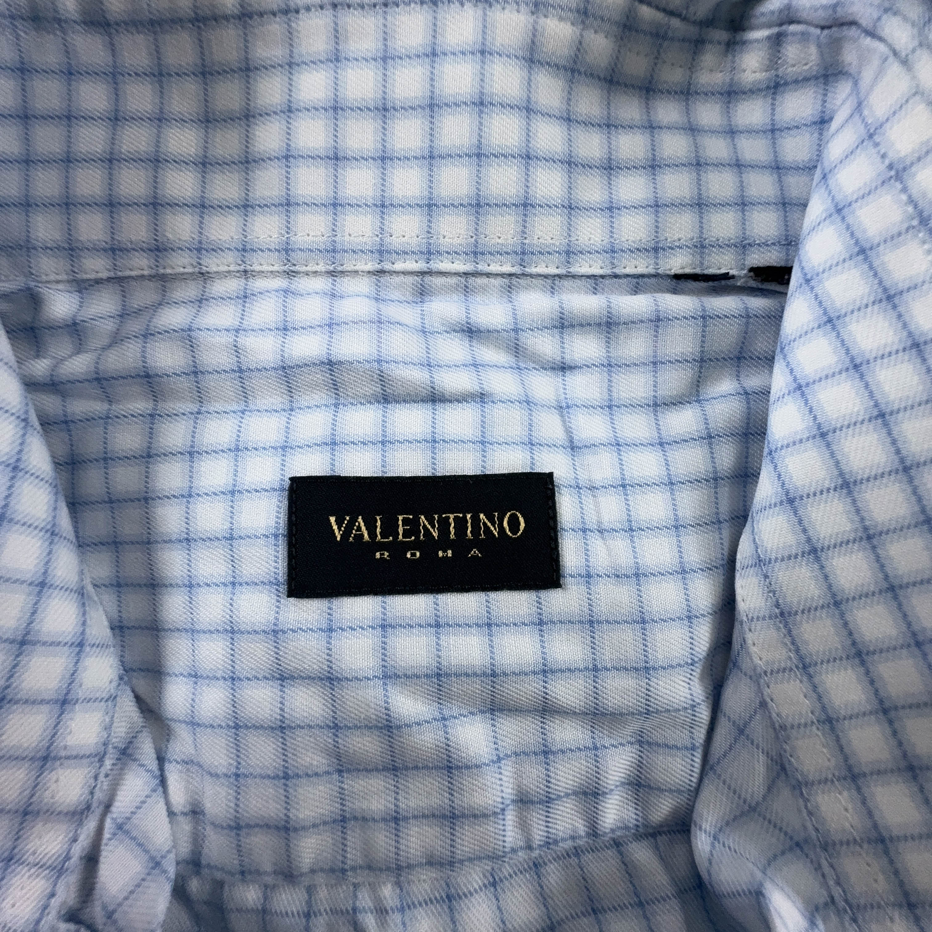 Camicia Valentino a quadri bianca e azzurra - Taglia M/L uomo