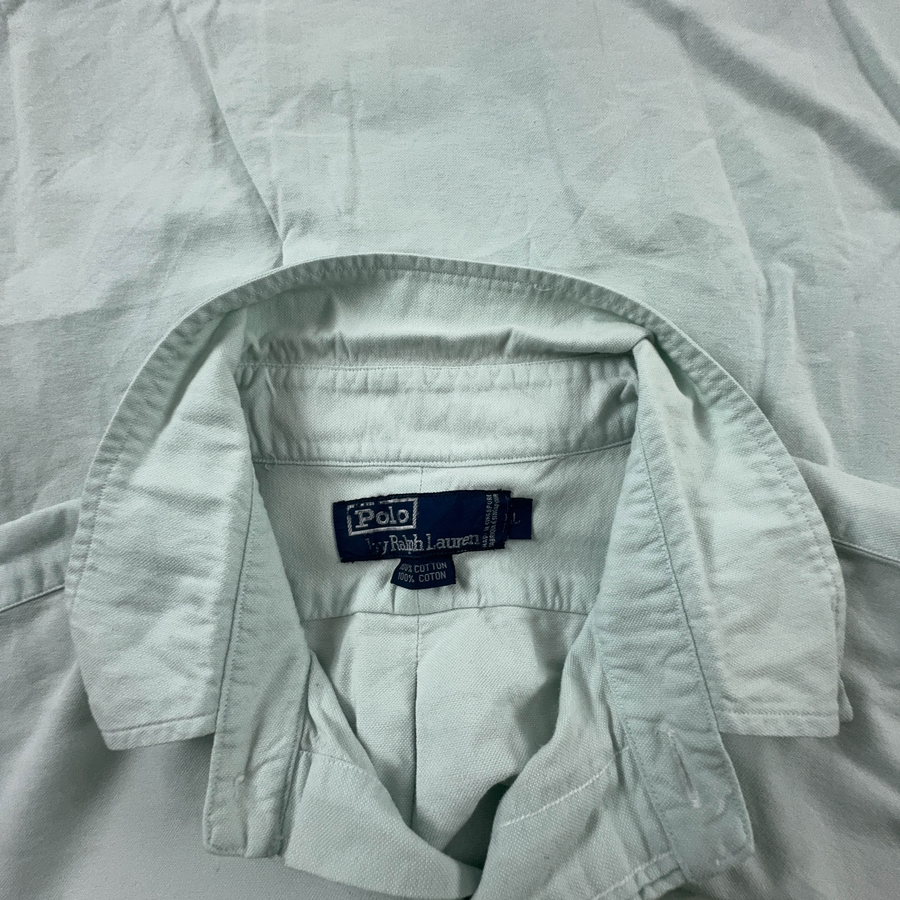 Camicia Ralph Lauren verde acqua a tinta unita in cotone - Taglia L/XL uomo