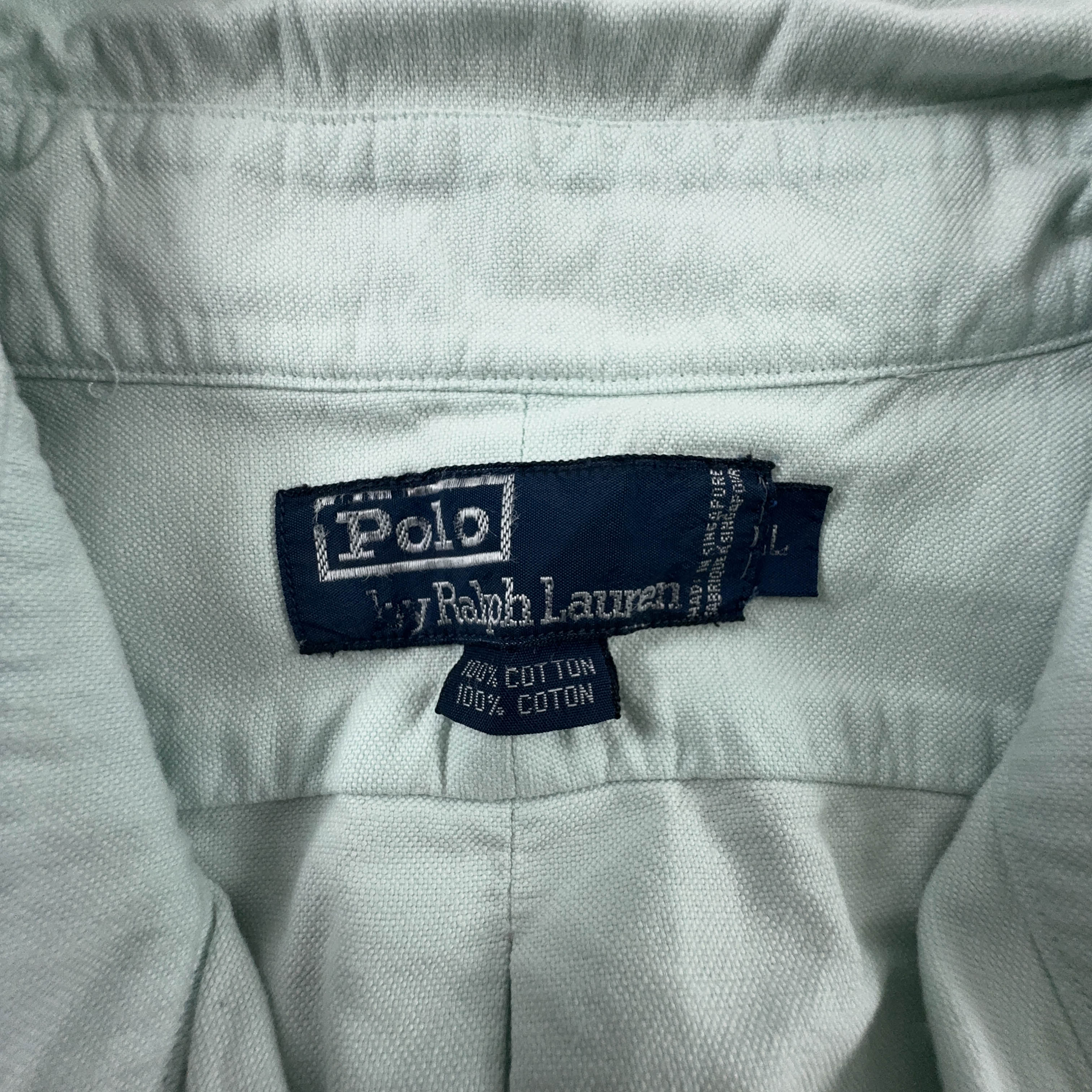 Camicia Ralph Lauren verde acqua a tinta unita in cotone - Taglia L/XL uomo