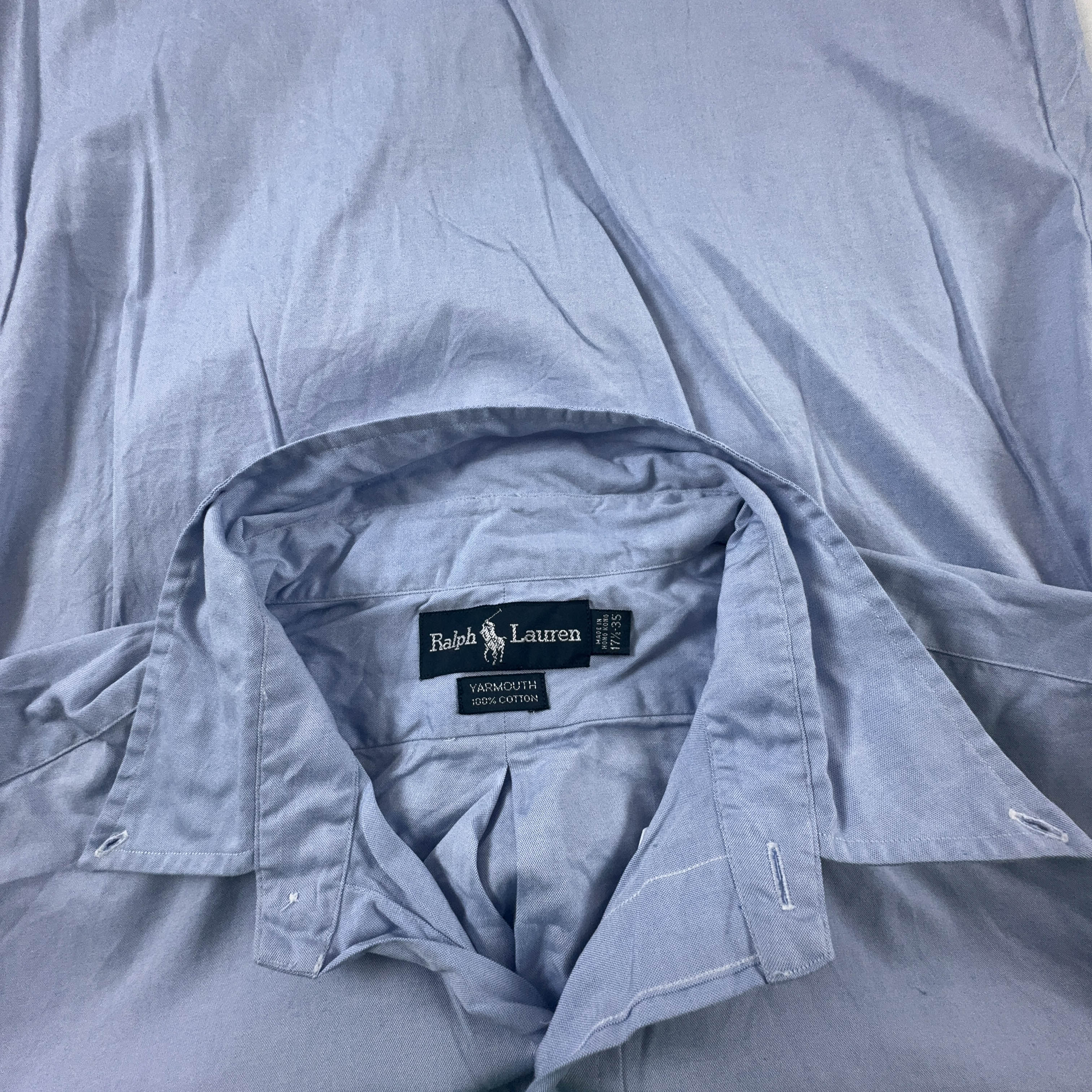Camicia Ralph Lauren azzurra tinta unita in cotone - Taglia 17 1/2 - 35 uomo