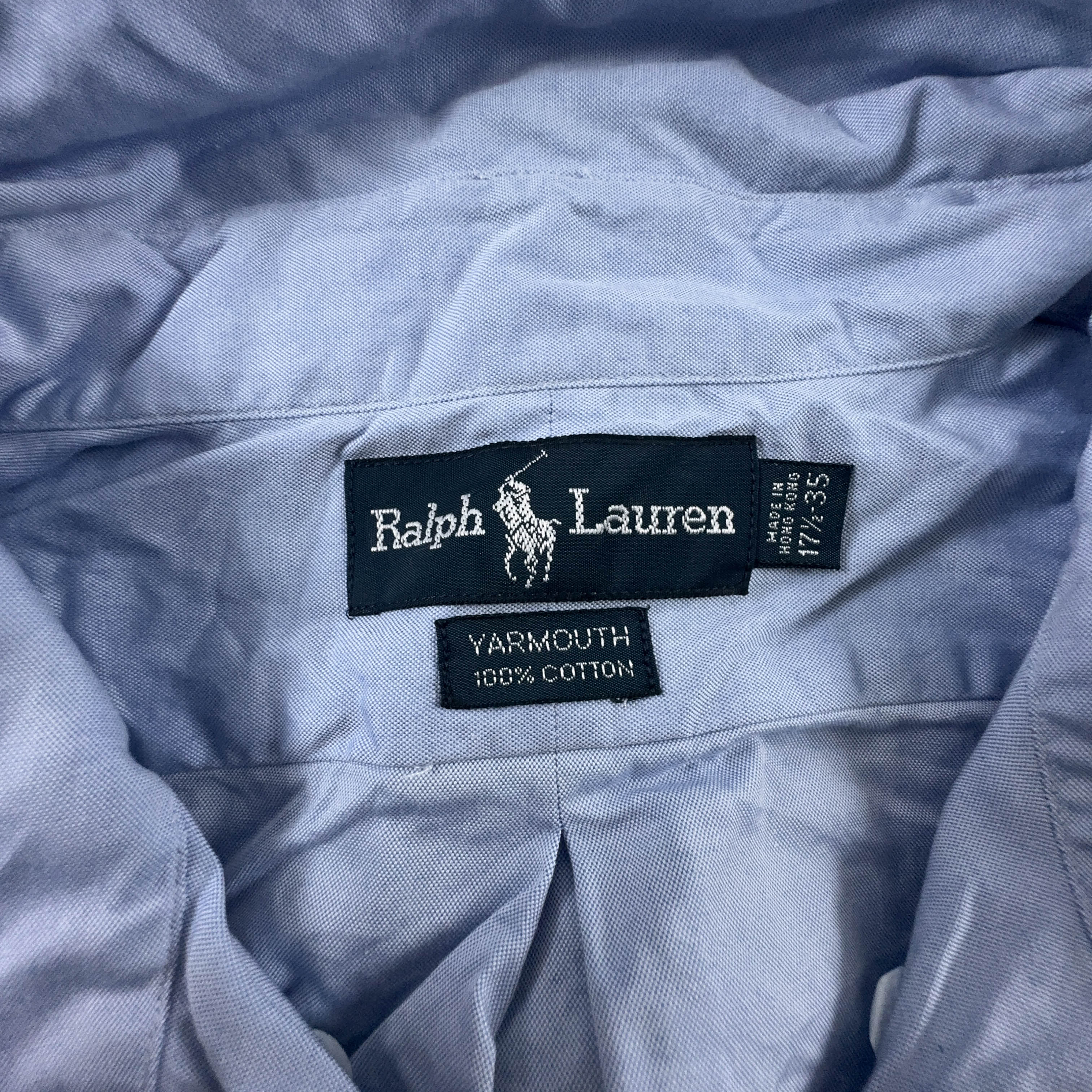 Camicia Ralph Lauren azzurra tinta unita in cotone - Taglia 17 1/2 - 35 uomo