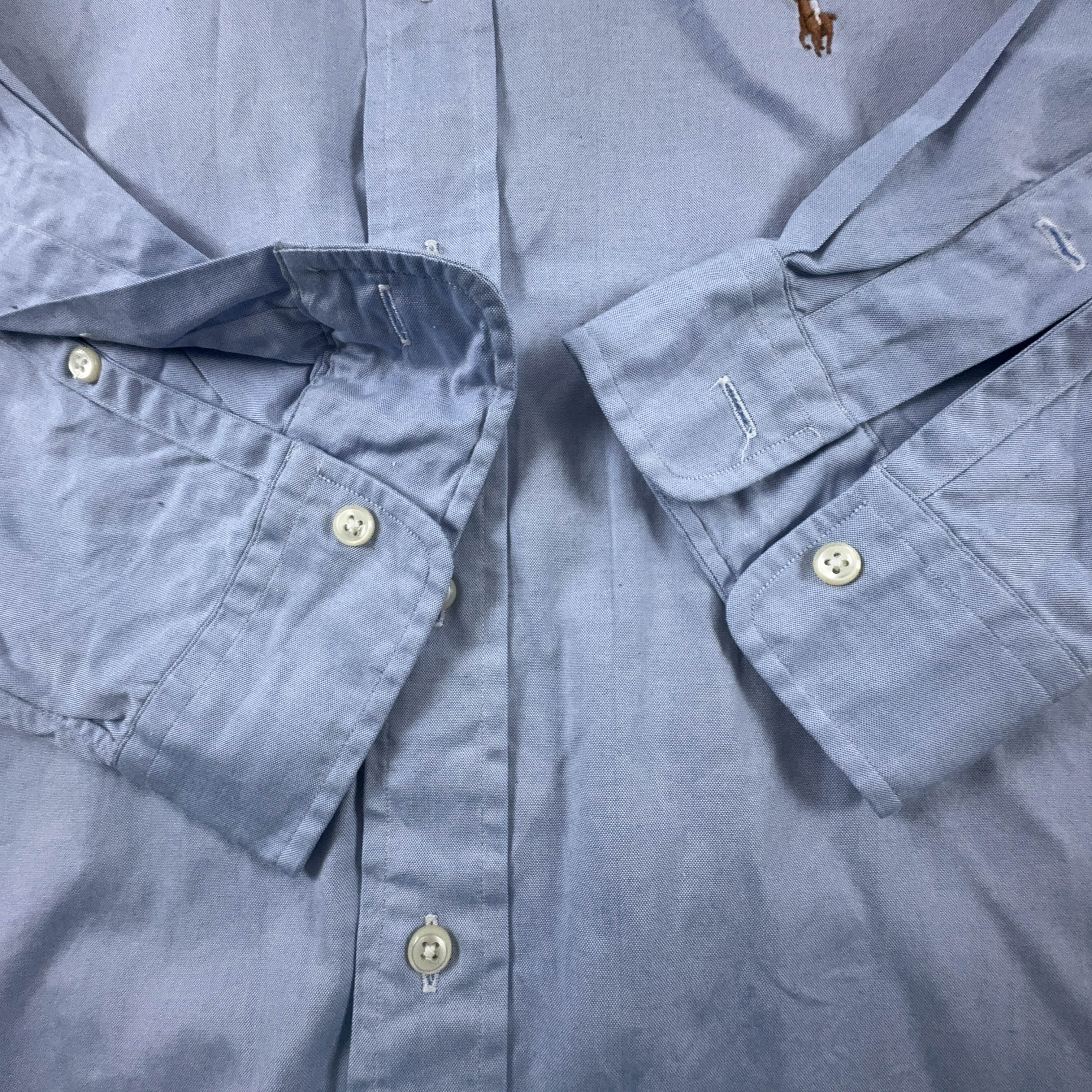 Camicia Ralph Lauren azzurra tinta unita in cotone - Taglia 17 1/2 - 35 uomo