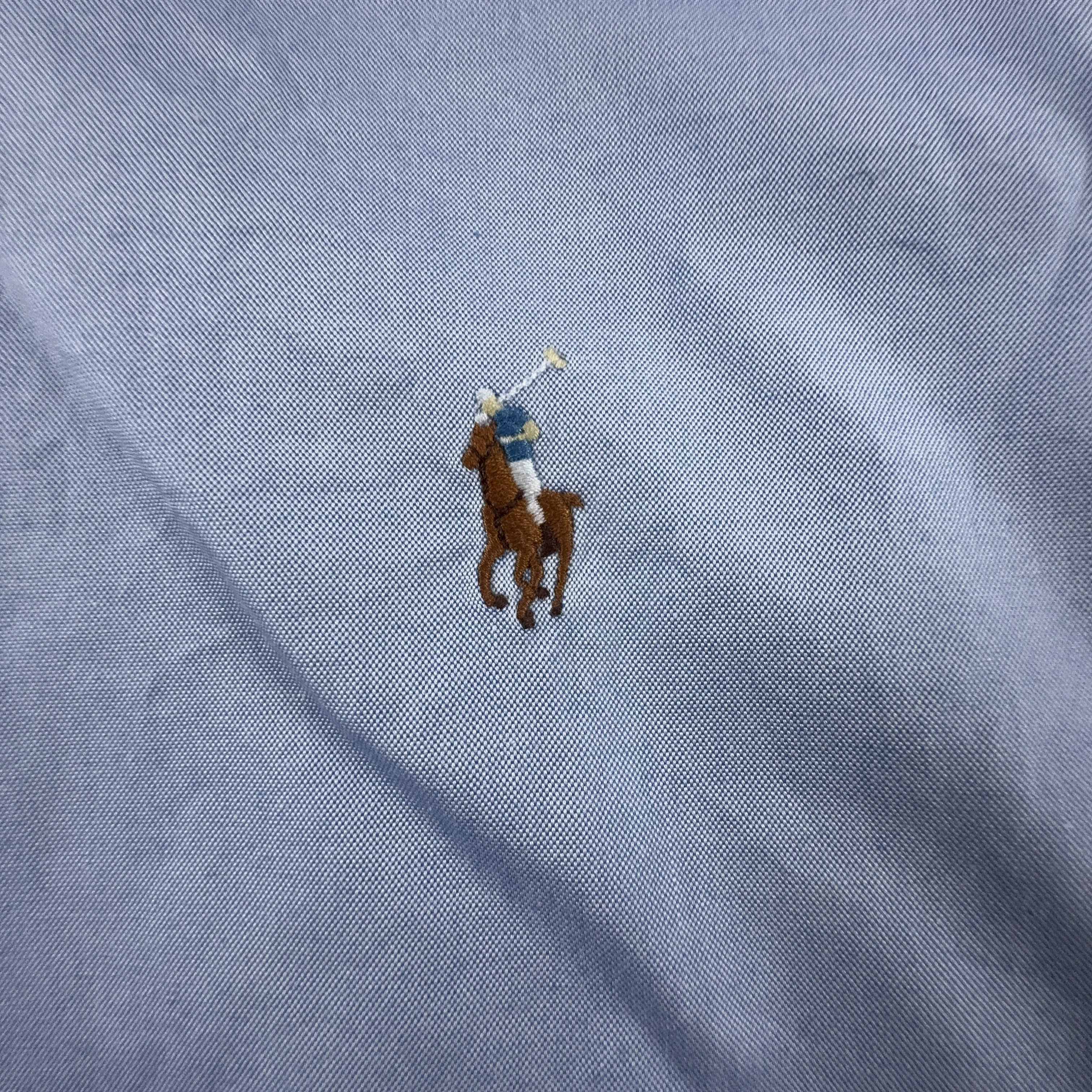 Camicia Ralph Lauren azzurra tinta unita in cotone - Taglia 17 1/2 - 35 uomo