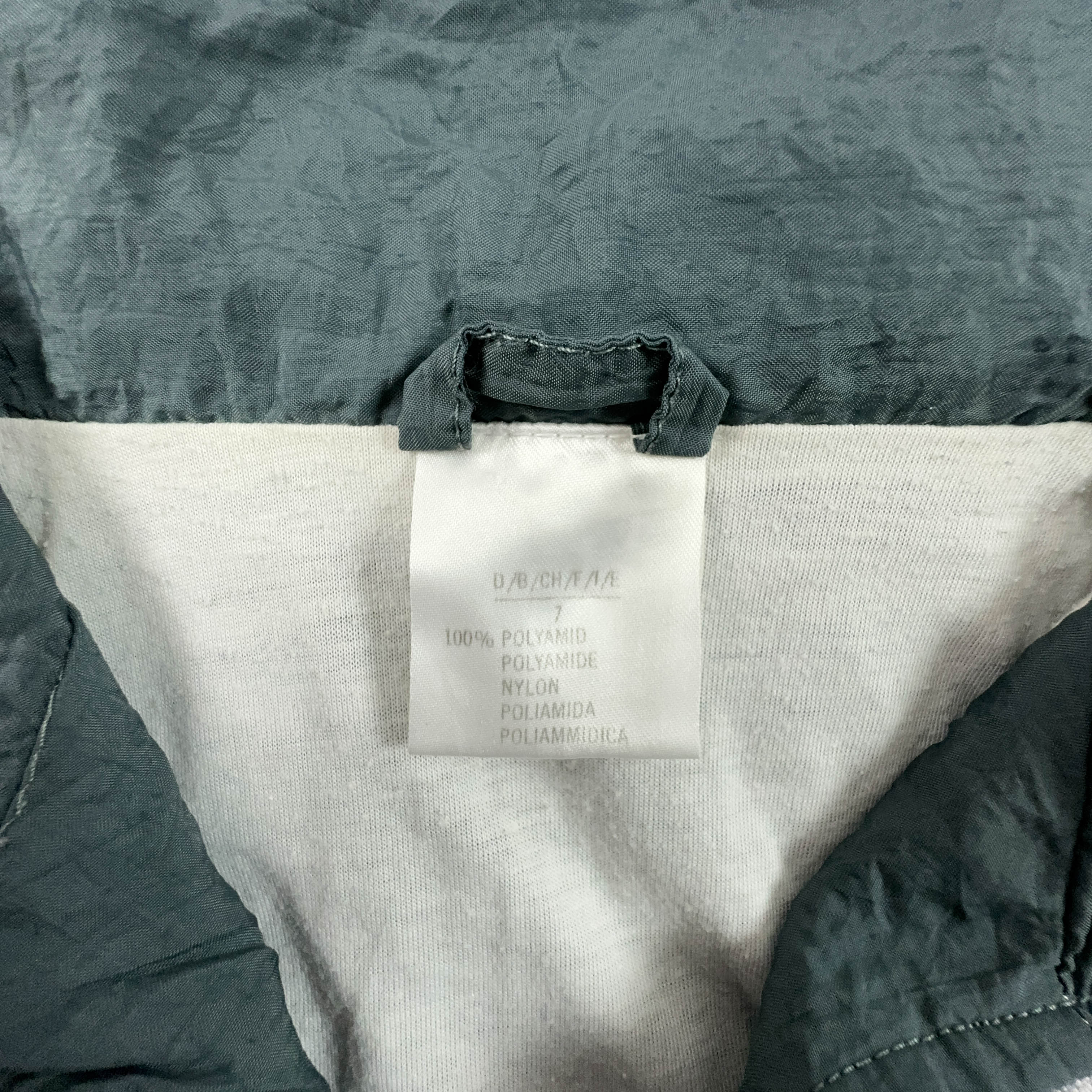 Giacca a vento Vintage viola e grigia geometrica con zip anni 80 - Taglia 7 uomo