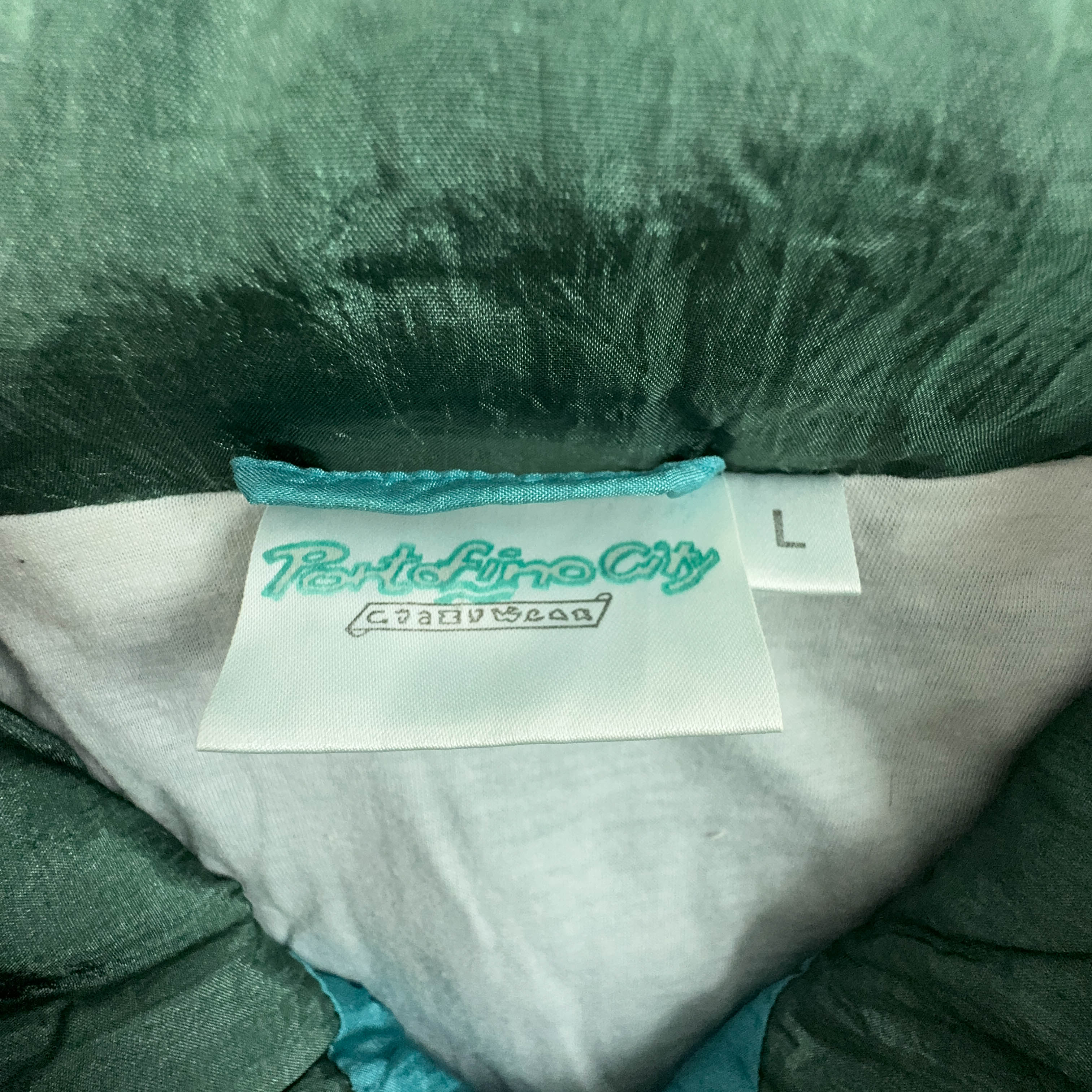 Giacca a vento Vintage azzurra con zip e cappuccio anni 90 - Taglia L uomo