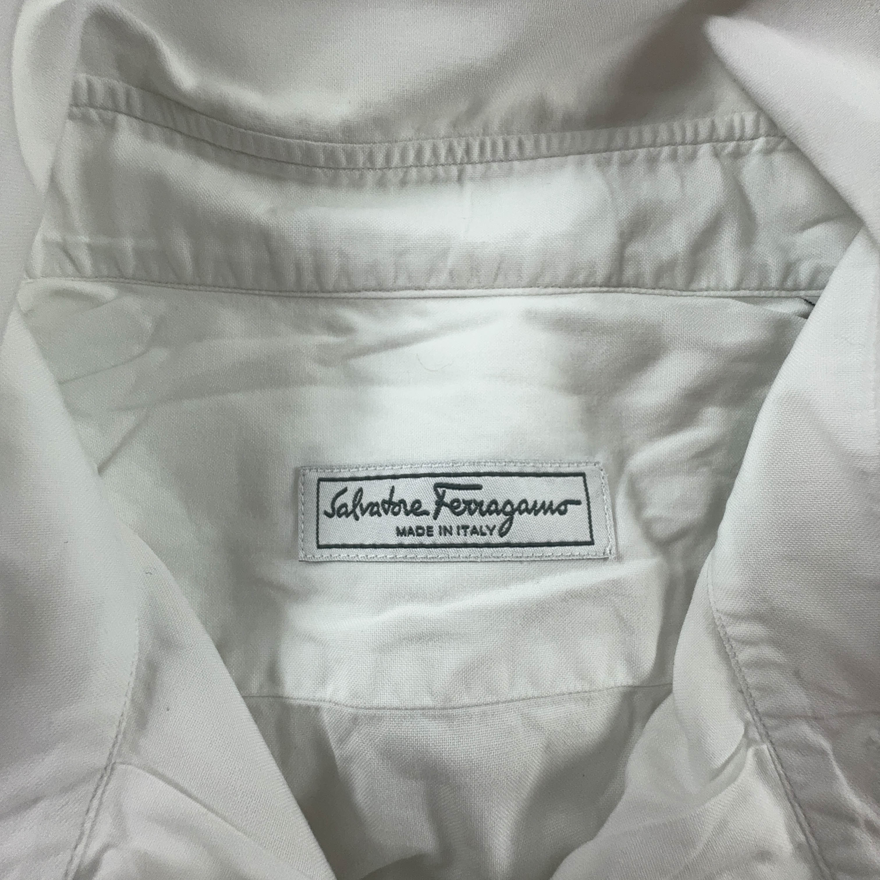 Camicia Salvatore Ferragamo bianca a tinta unita - Taglia 16/41 uomo