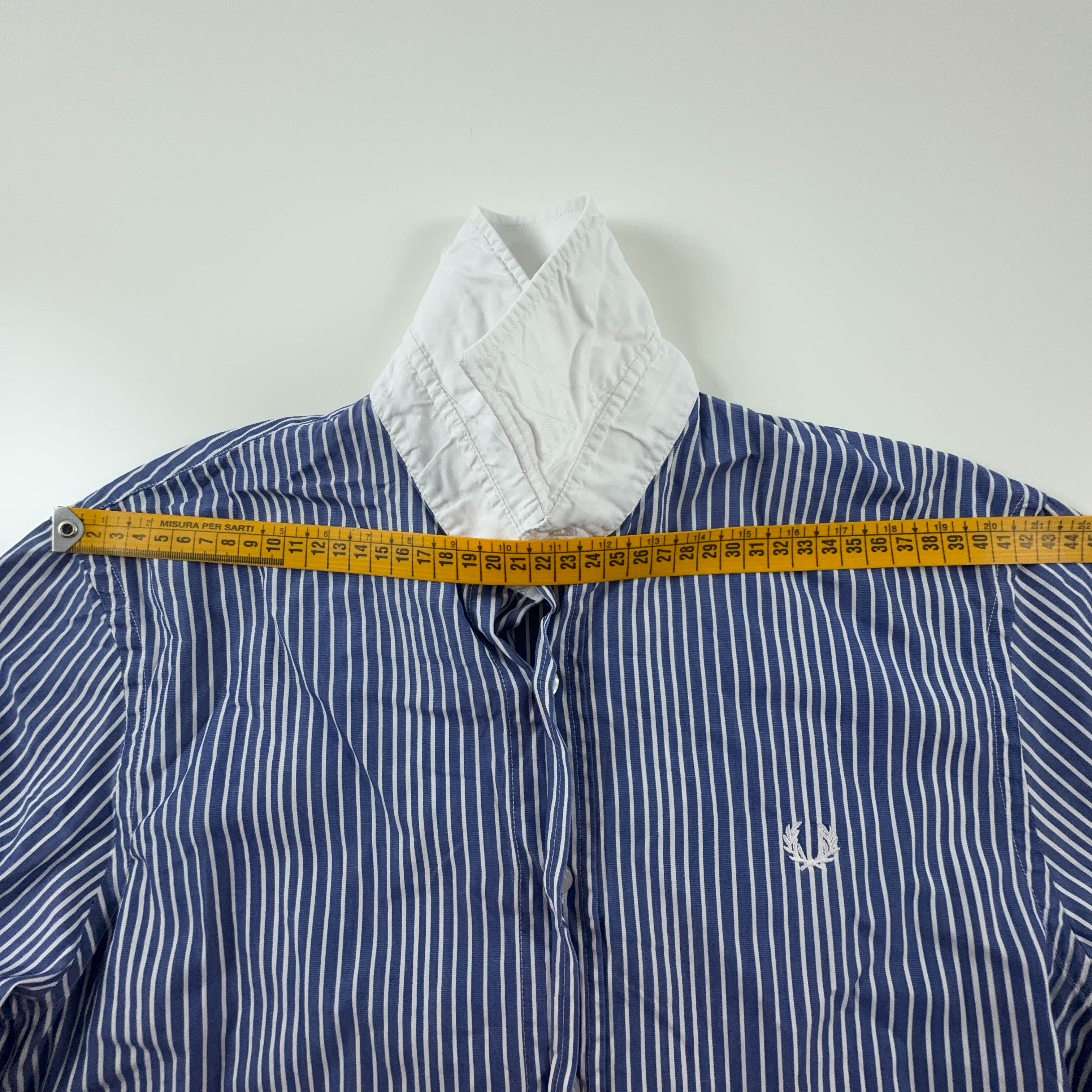 Camicia Fred Perry a righe blu e bianca in cotone slim fit - Taglia S uomo