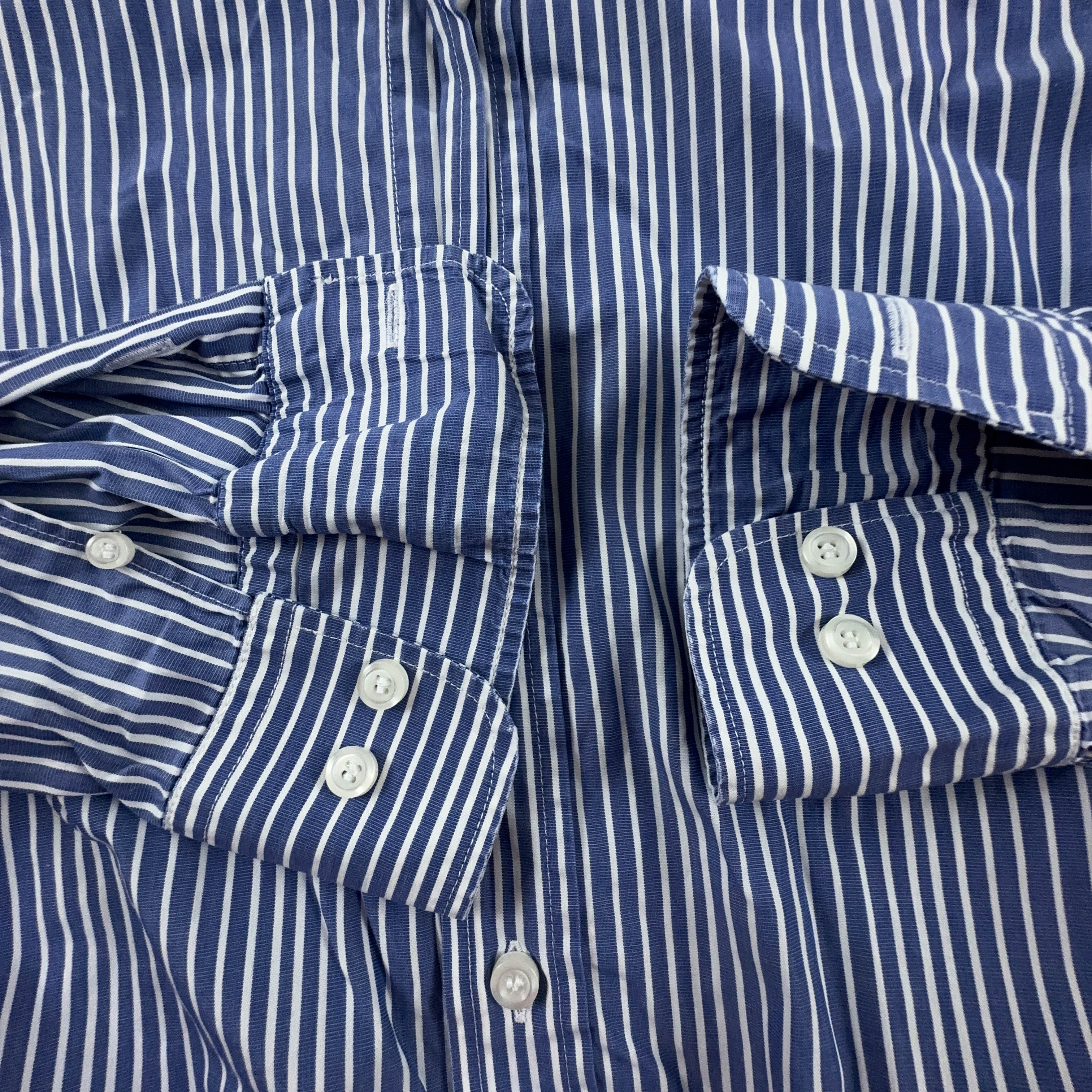 Camicia Fred Perry a righe blu e bianca in cotone slim fit - Taglia S uomo