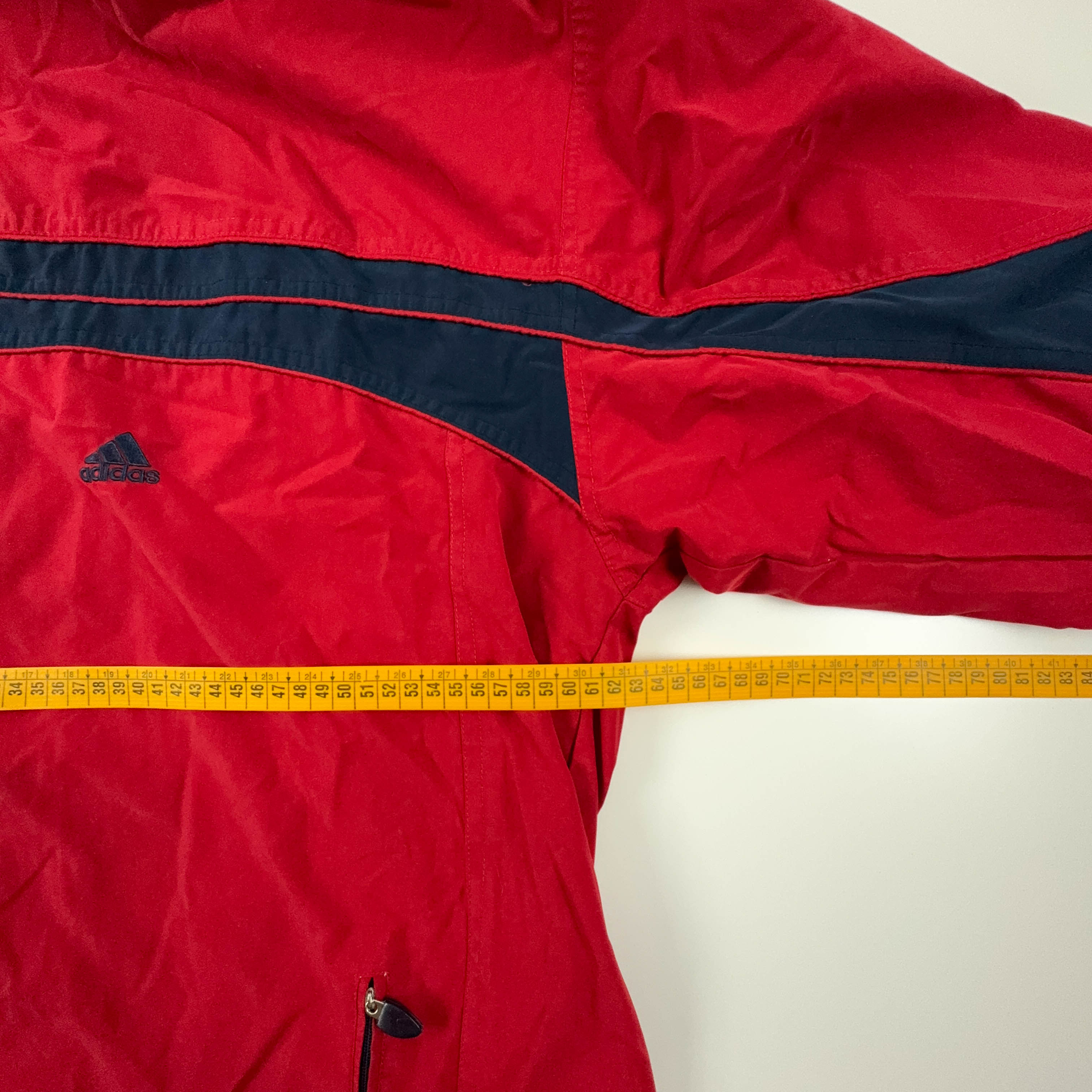 Giacca a vento Adidas Vintage rossa e blu con zip anni 2000 - Taglia XL/XXL uomo