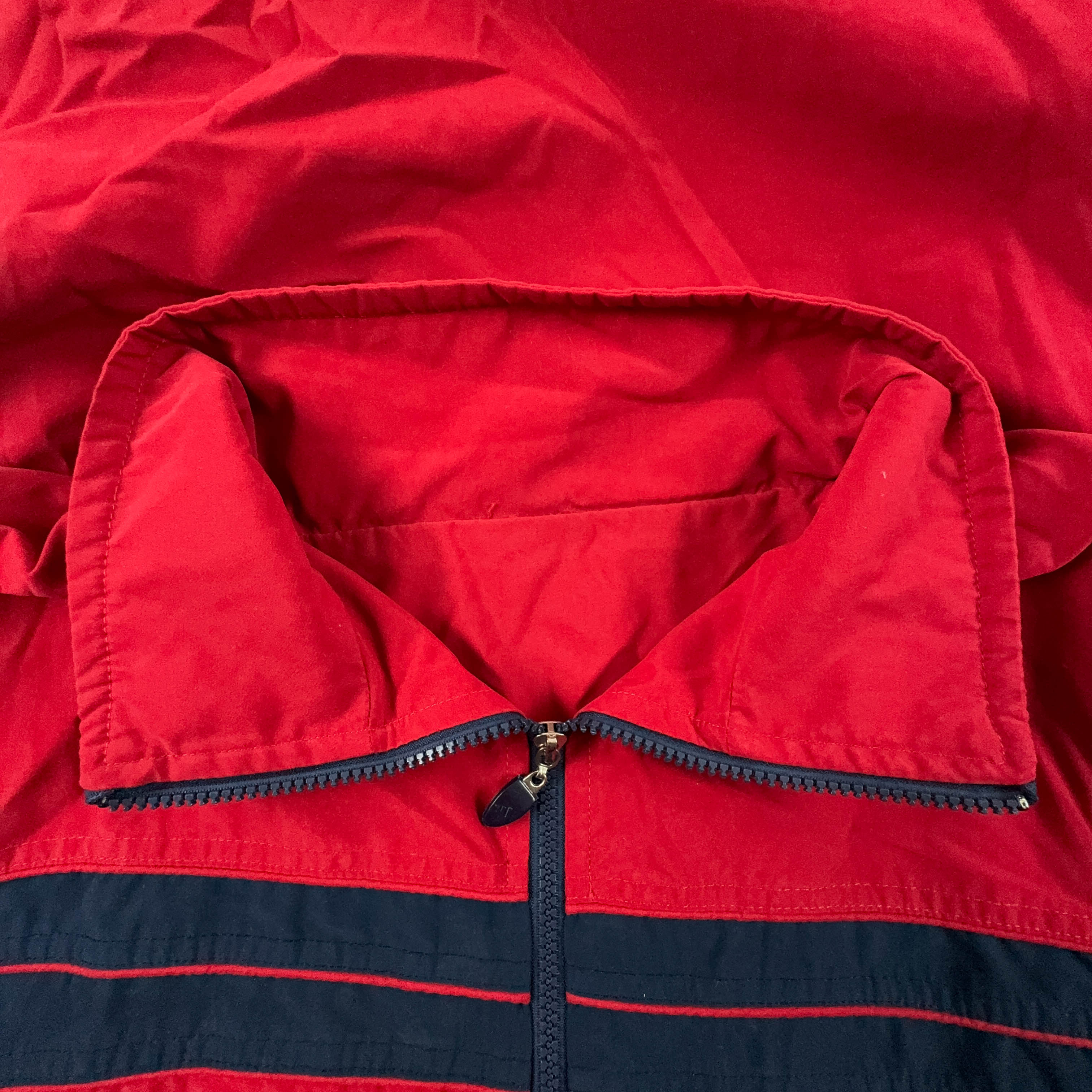 Giacca a vento Adidas Vintage rossa e blu con zip anni 2000 - Taglia XL/XXL uomo