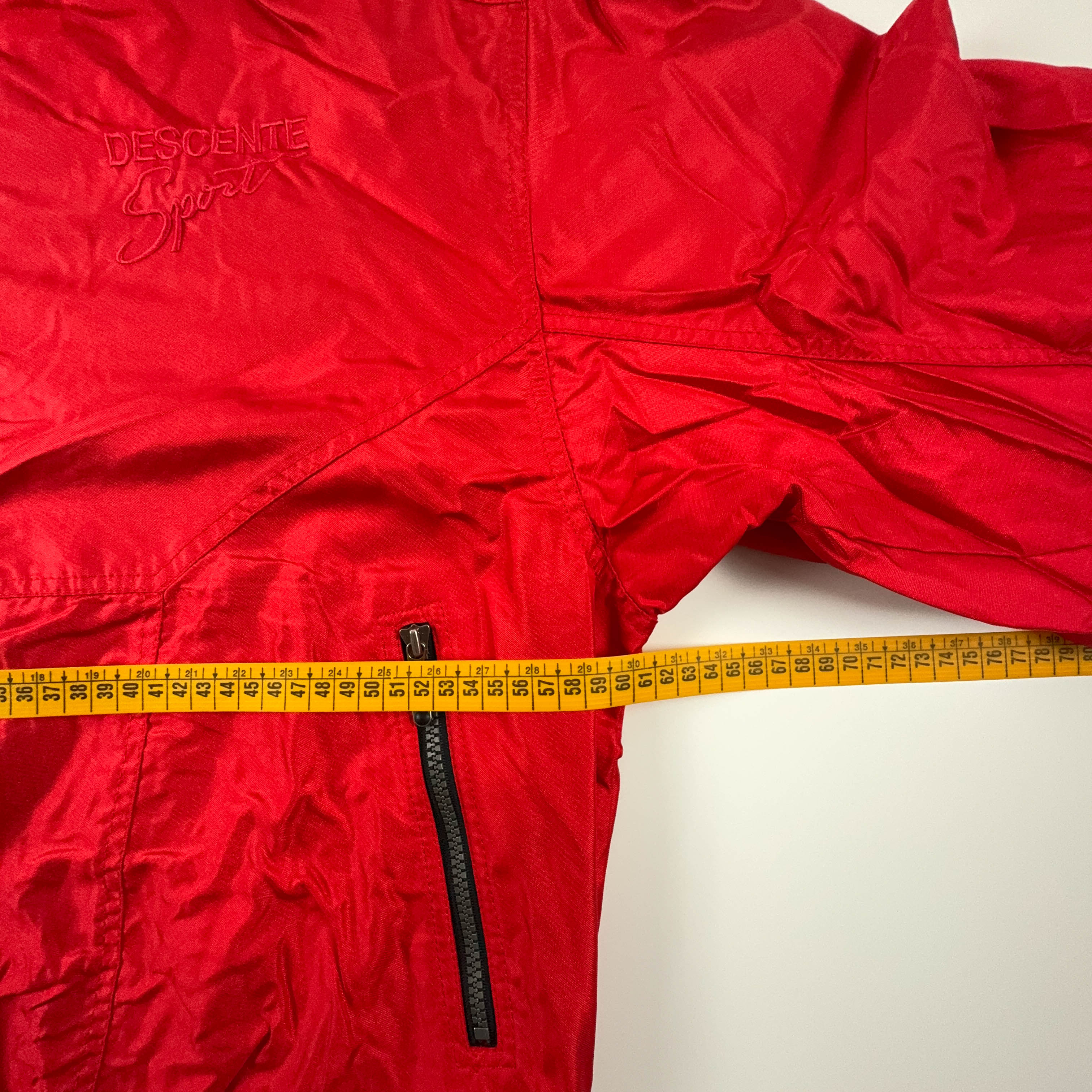 Giacca a vento Descente Vintage rossa a mezza zip con cappuccio anni 90 - Taglia 50 uomo