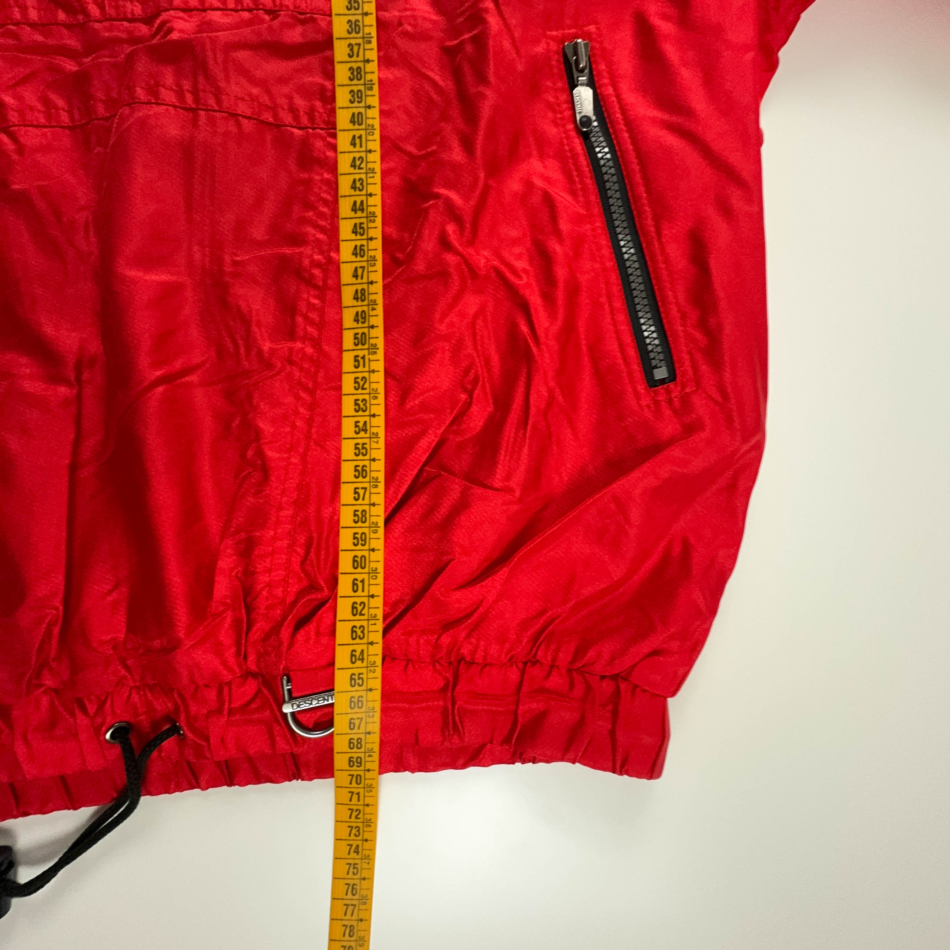 Giacca a vento Descente Vintage rossa a mezza zip con cappuccio anni 90 - Taglia 50 uomo