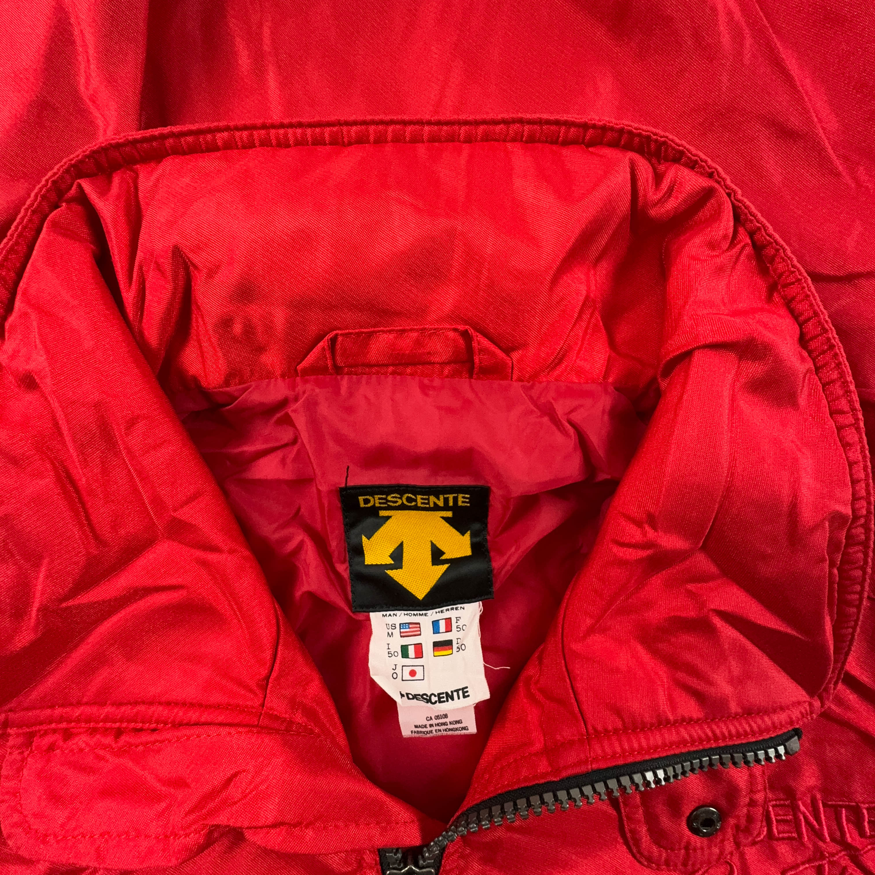 Giacca a vento Descente Vintage rossa a mezza zip con cappuccio anni 90 - Taglia 50 uomo