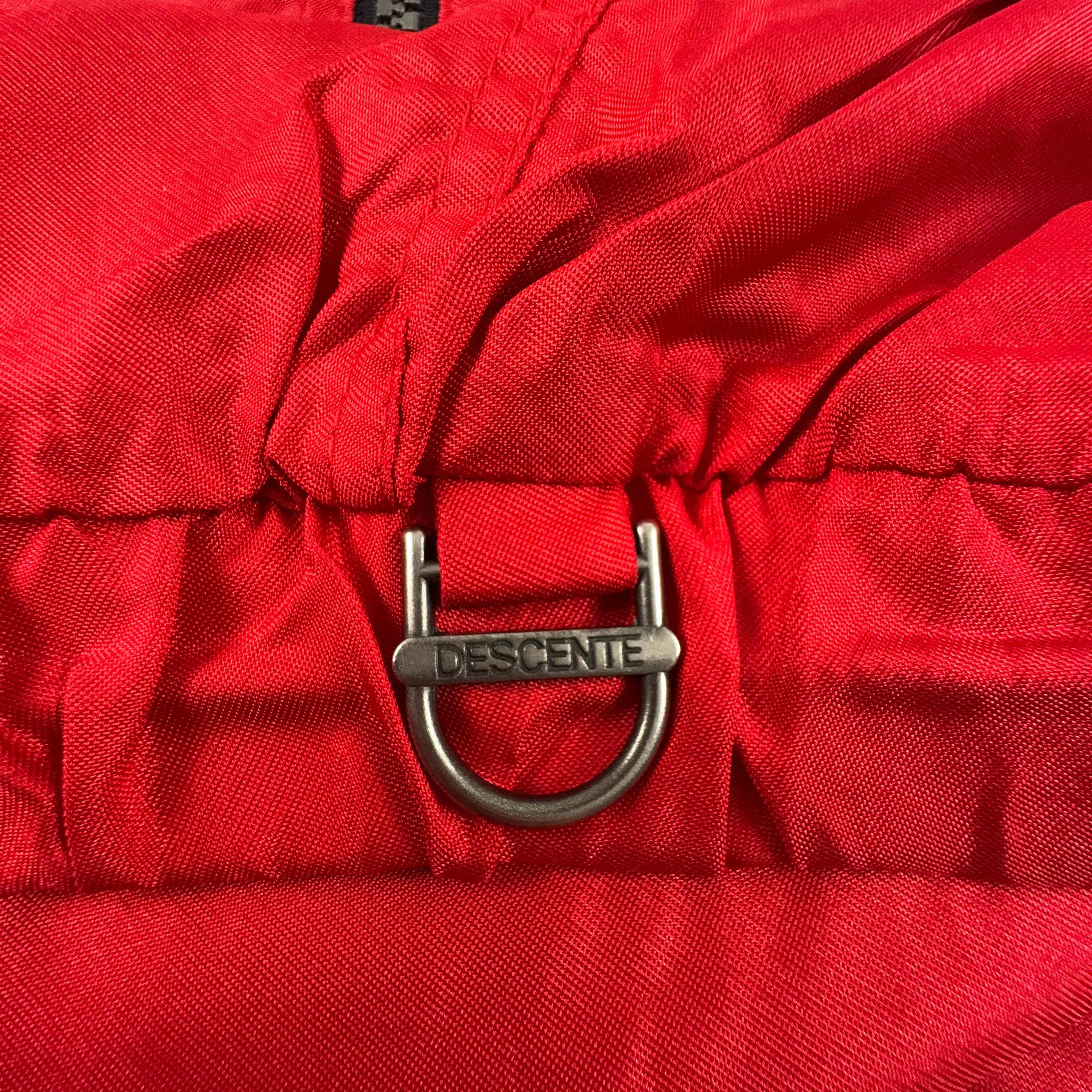 Giacca a vento Descente Vintage rossa a mezza zip con cappuccio anni 90 - Taglia 50 uomo