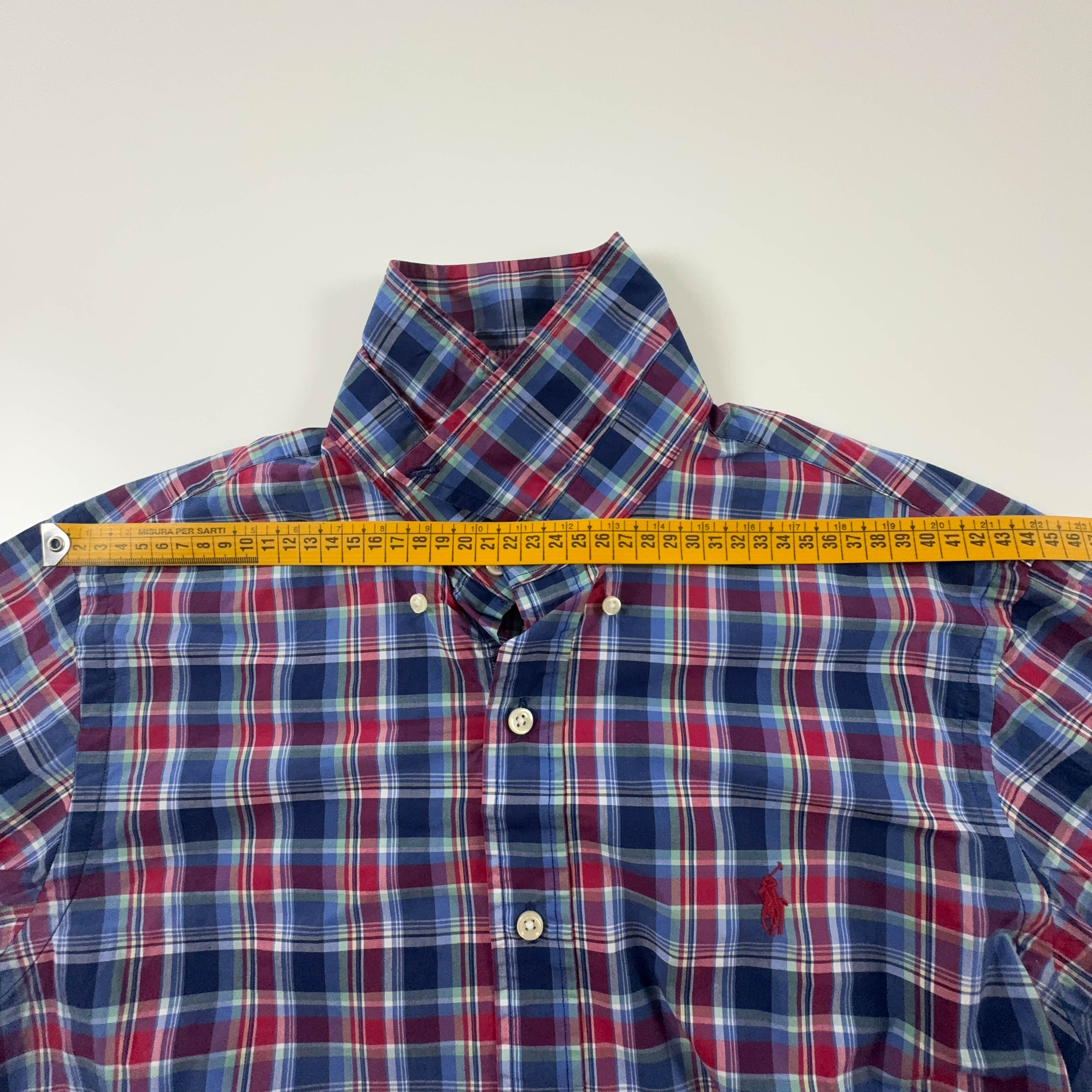 Camicia Ralph Lauren a quadri blu e rossa in cotone slim fit - Taglia M uomo