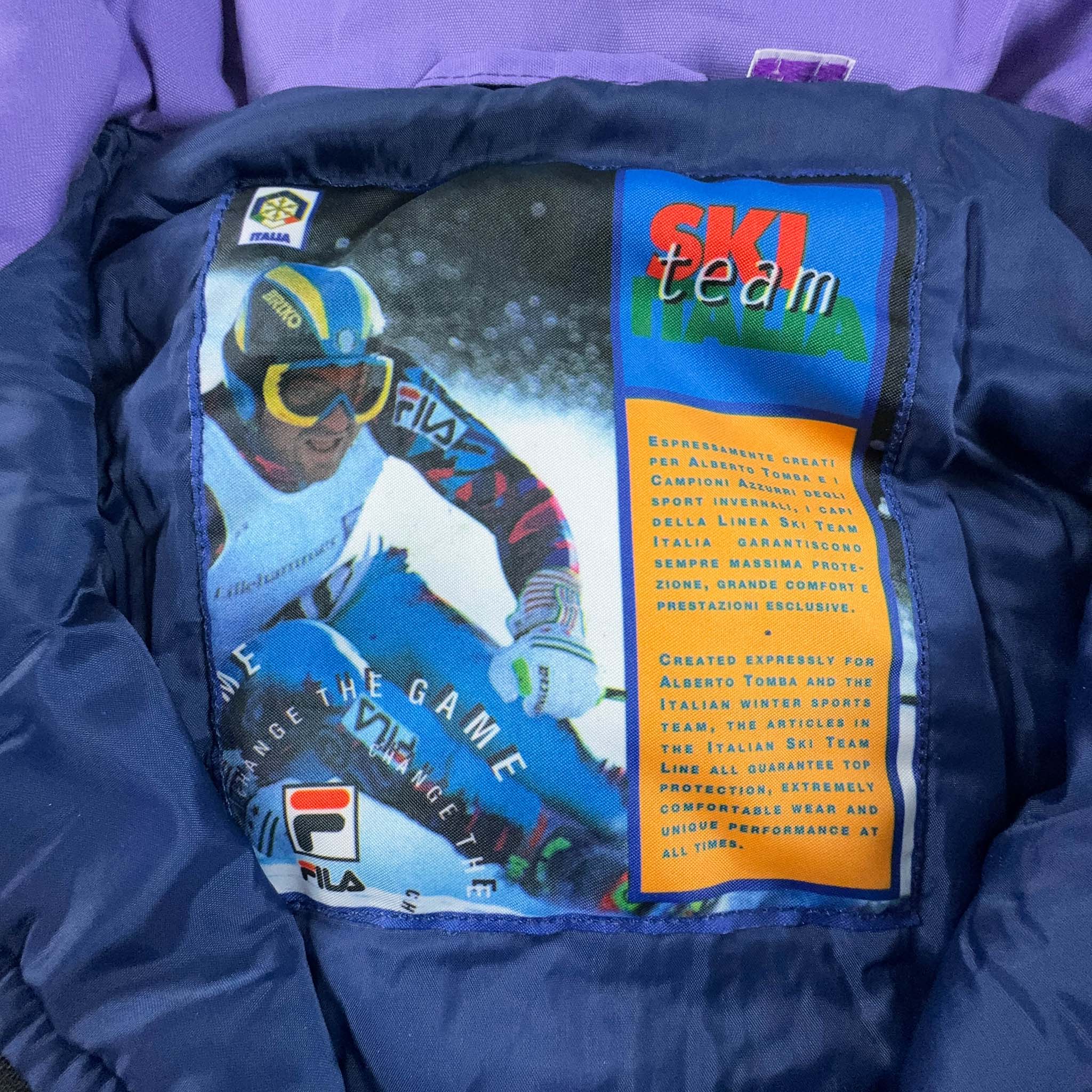 Giacca da Sci/Snowboard Fila Vintage bianca e viola fantasia - Taglia S/M uomo