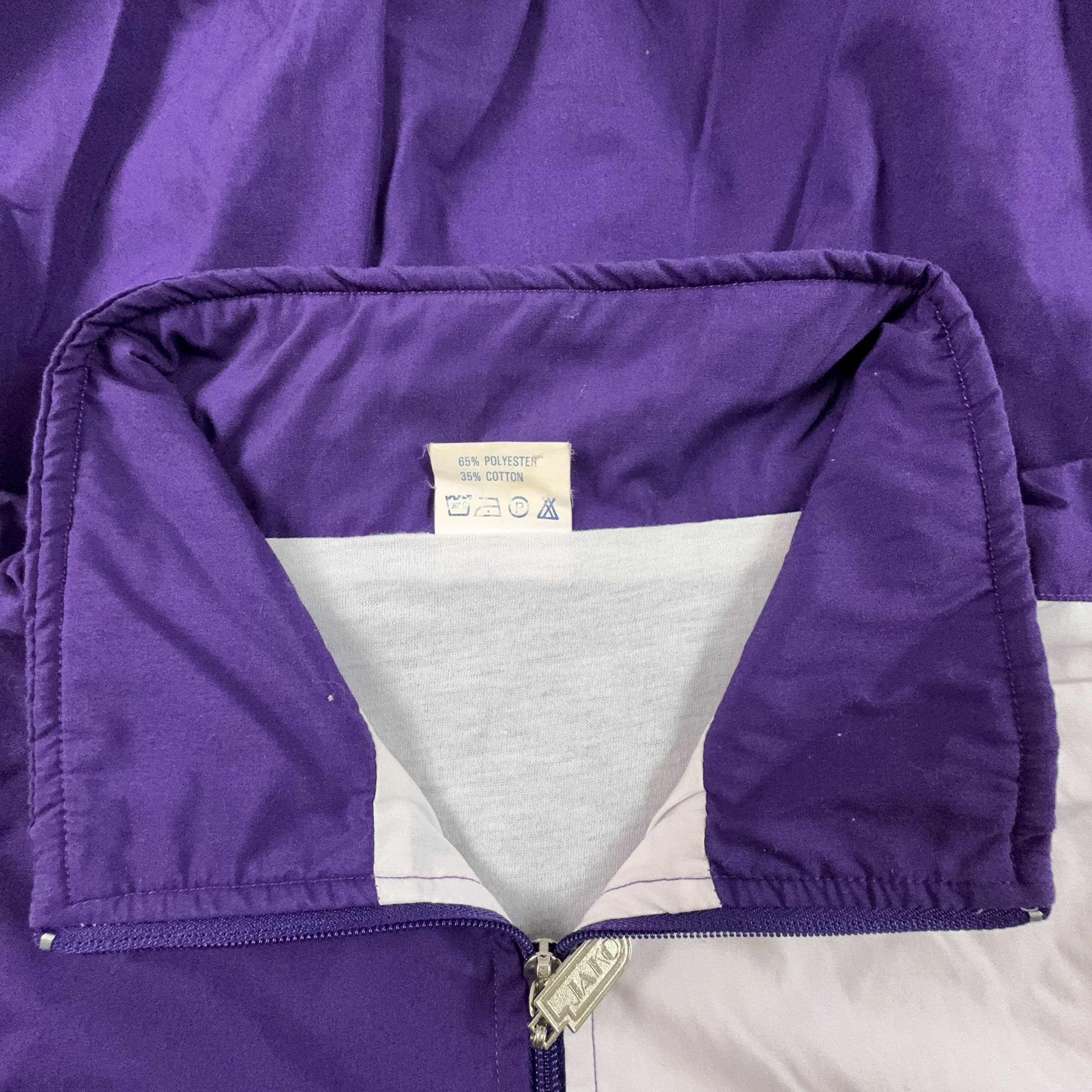 Giacca a vento Vintage viola a fantasia geometrica con zip anni 80 - Taglia XL uomo