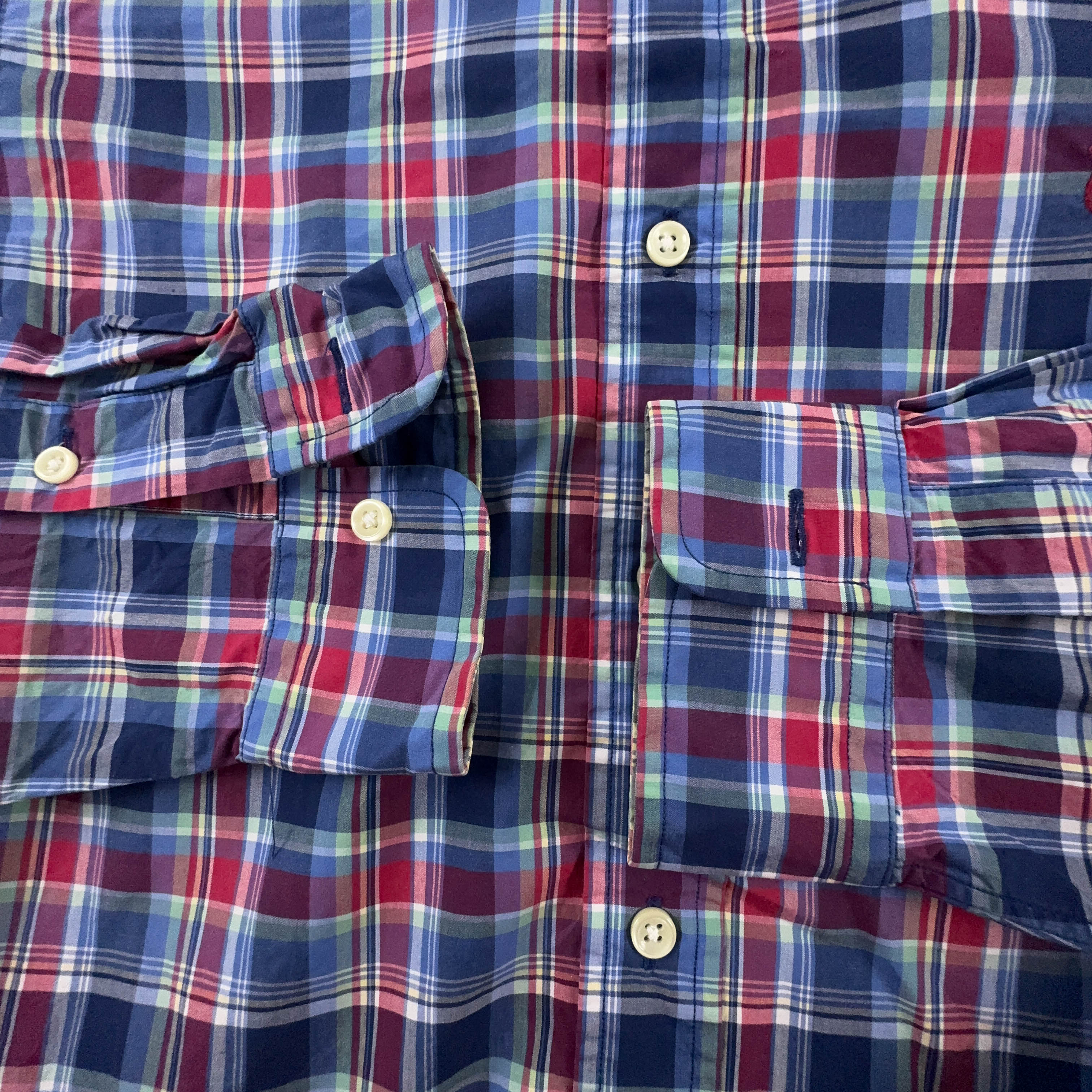 Camicia Ralph Lauren a quadri blu e rossa in cotone slim fit - Taglia M uomo