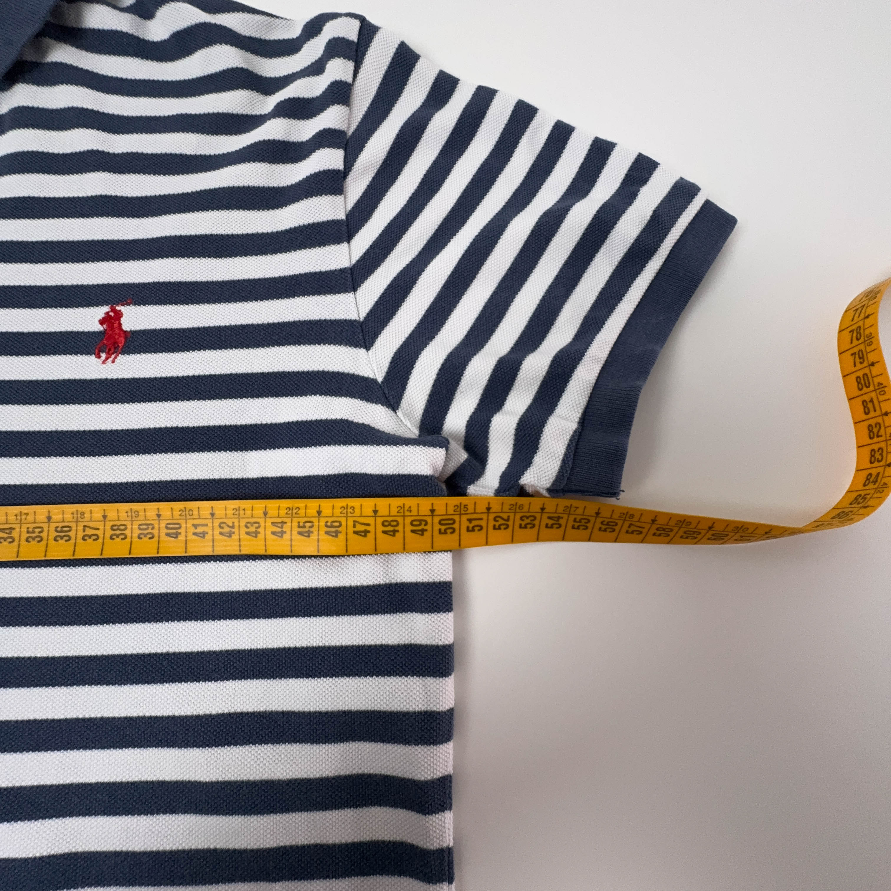 Polo Ralph Lauren a righe bianca e blu custom fit - Taglia M uomo