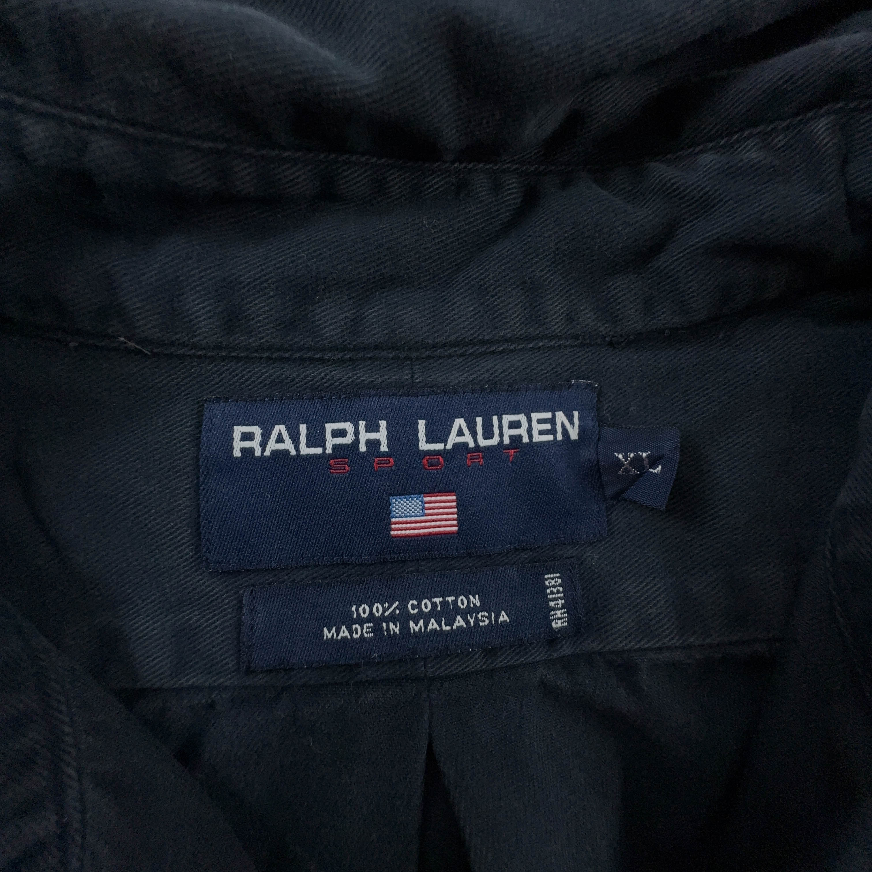 Camicia Ralph Lauren Sport blu scura a tinta unita in cotone - Taglia XL/XXL uomo