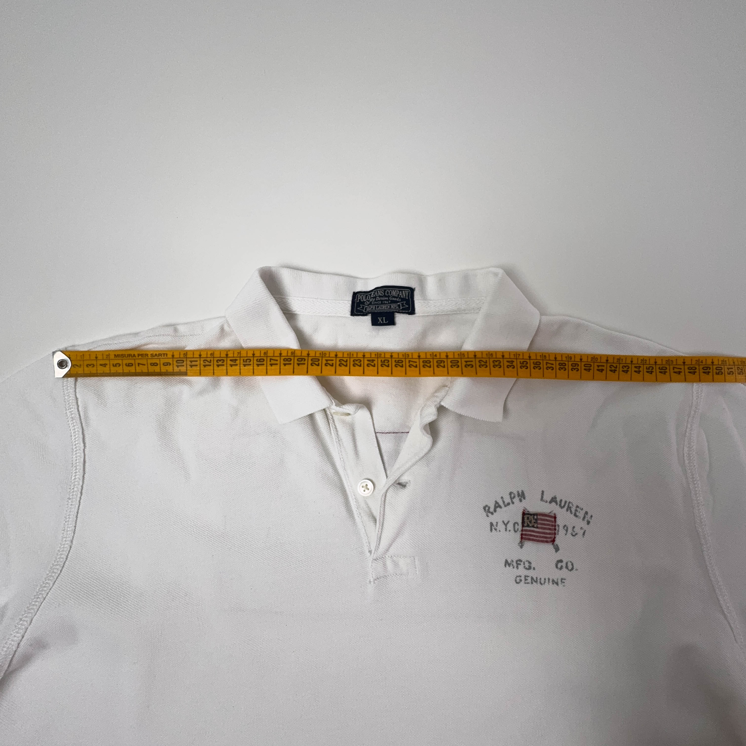 Polo Ralph Lauren bianca tinta unita con ricami - Taglia XL uomo