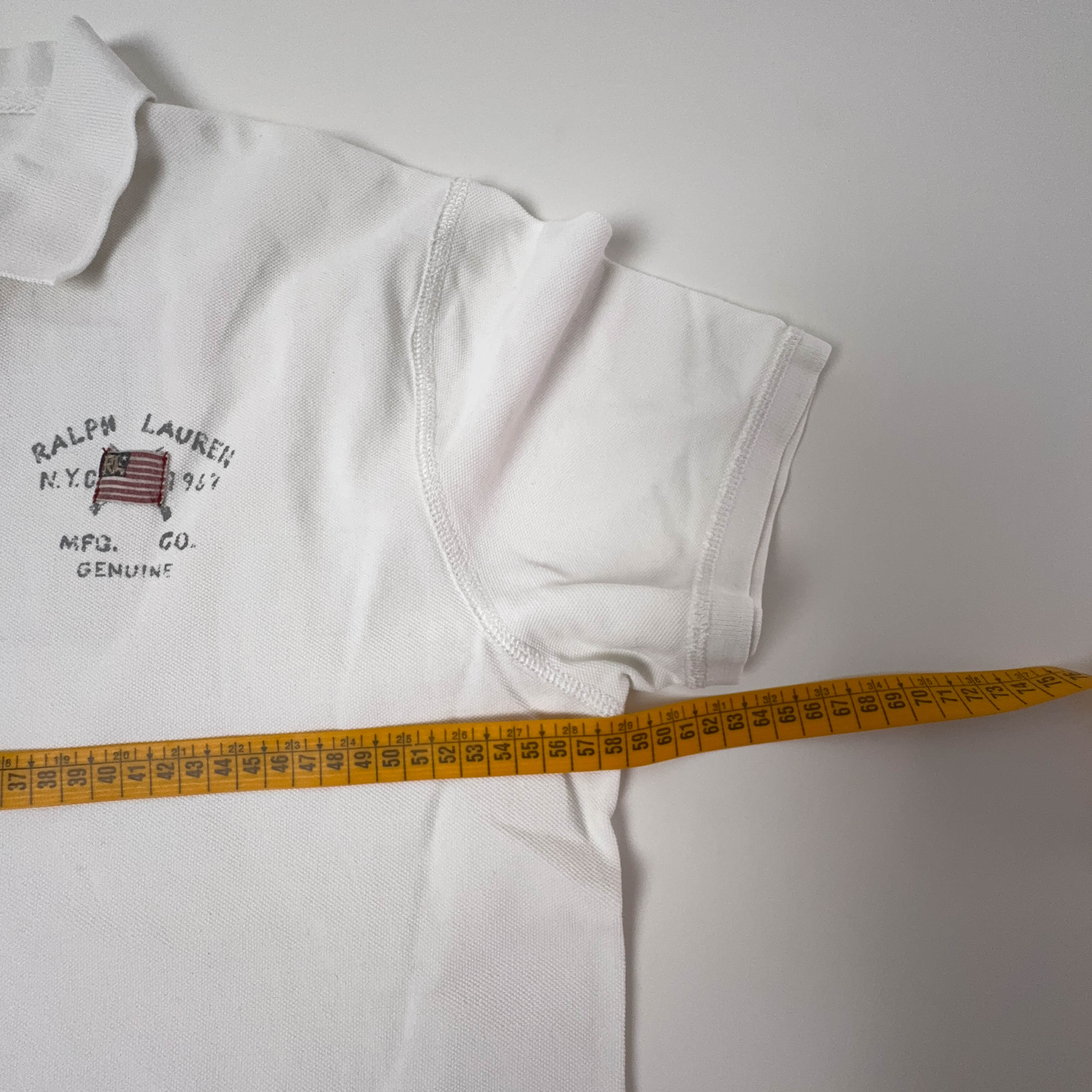 Polo Ralph Lauren bianca tinta unita con ricami - Taglia XL uomo