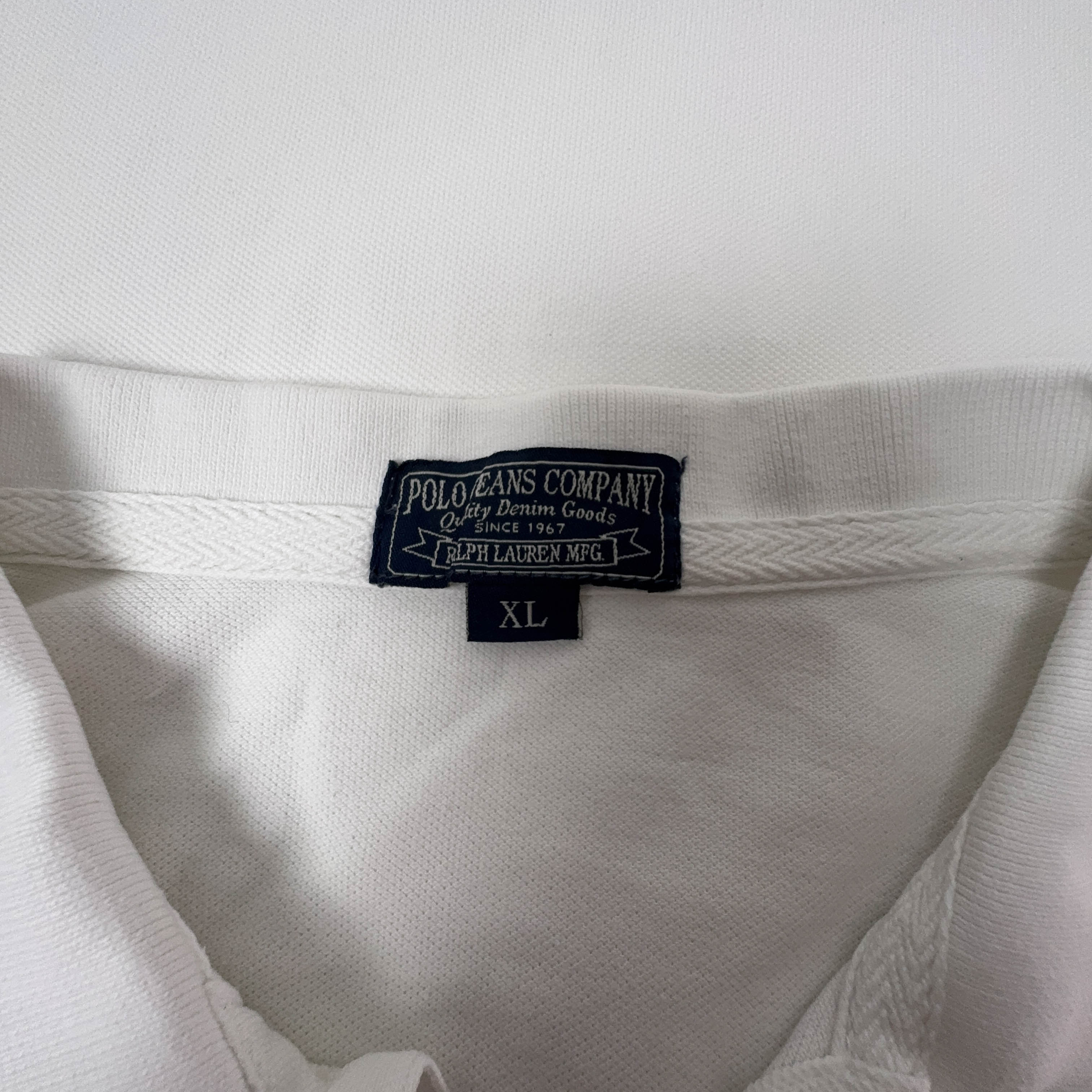 Polo Ralph Lauren bianca tinta unita con ricami - Taglia XL uomo