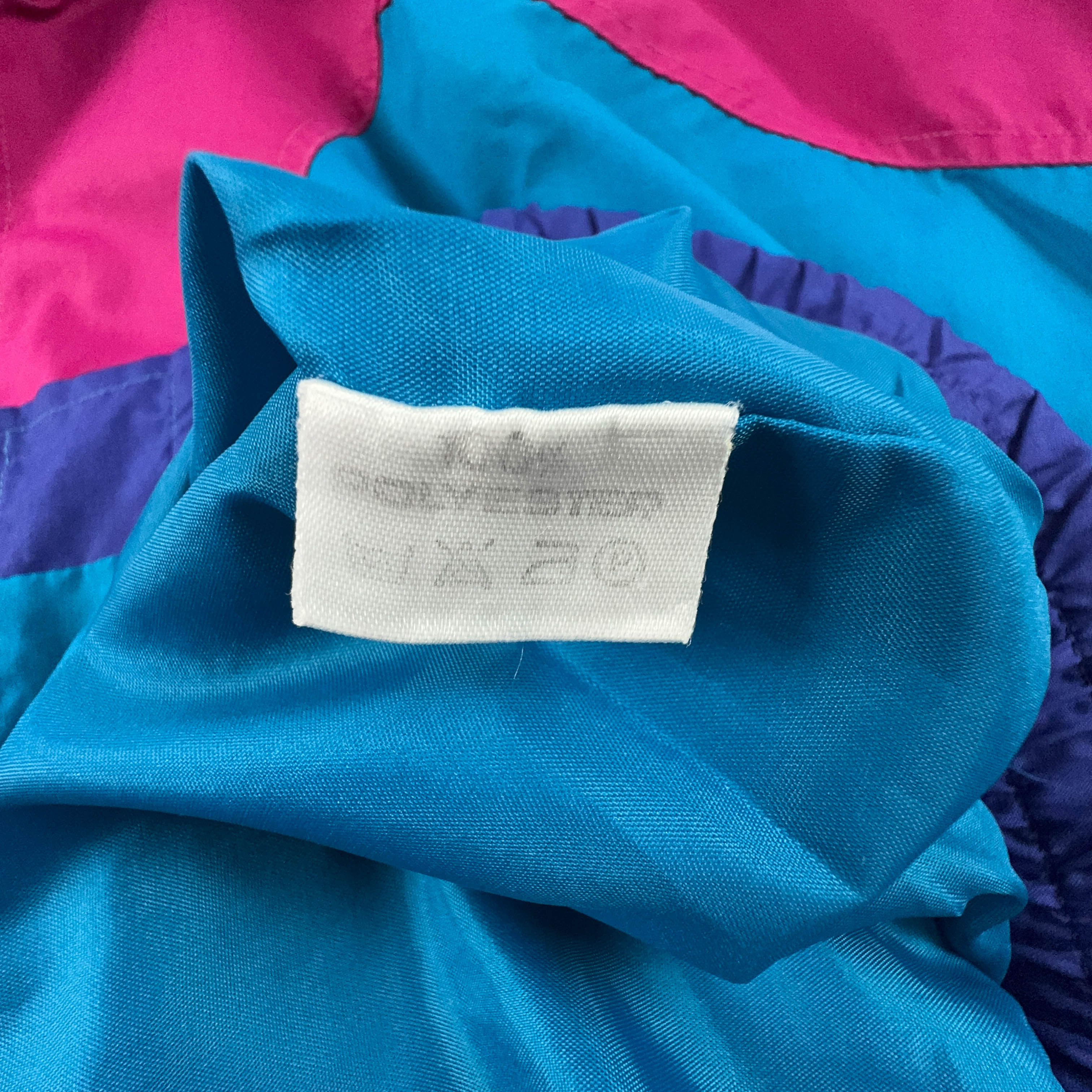 Giacca a vento Vintage blu e rosa con zip anni 80 90 - Taglia L/XL uomo