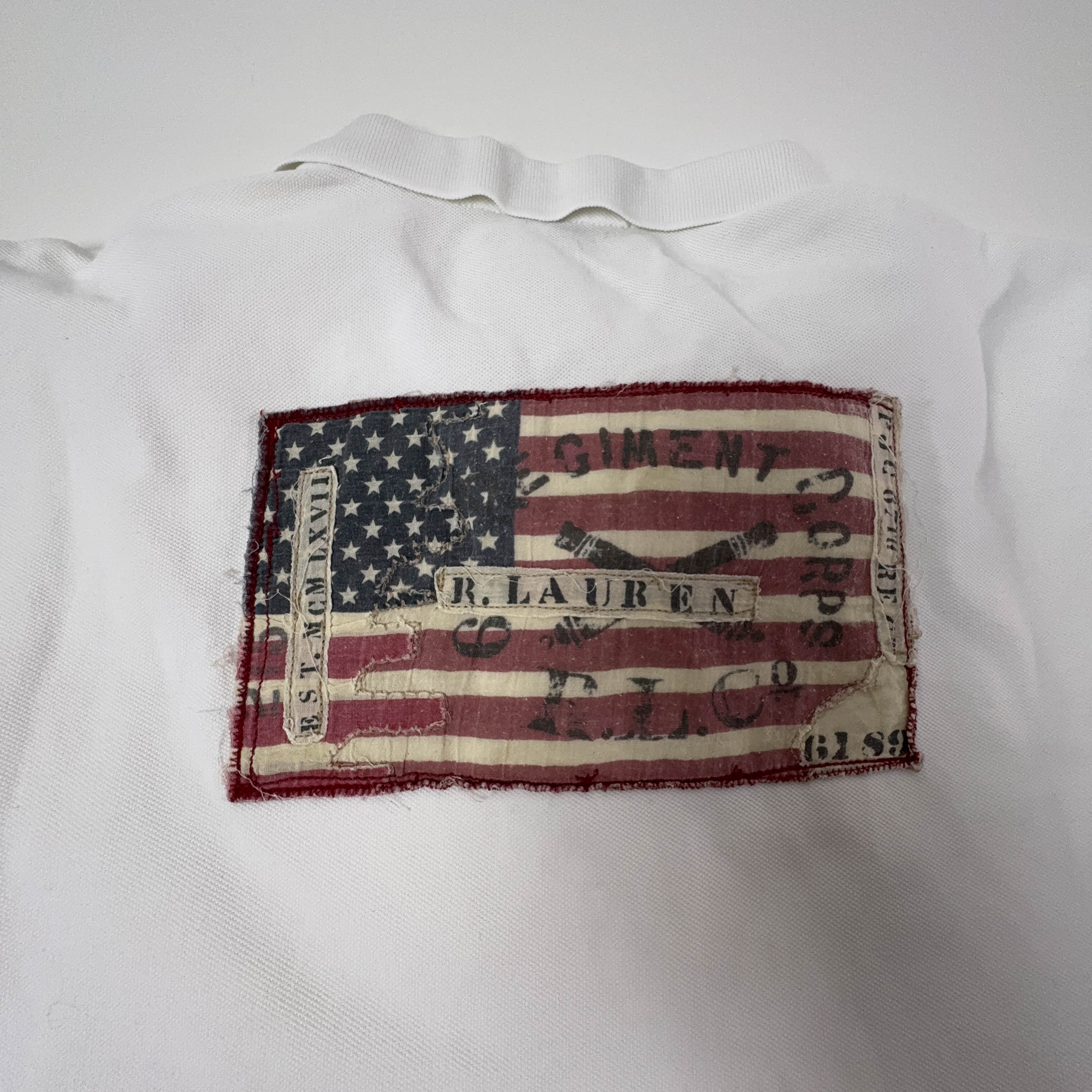 Polo Ralph Lauren bianca tinta unita con ricami - Taglia XL uomo