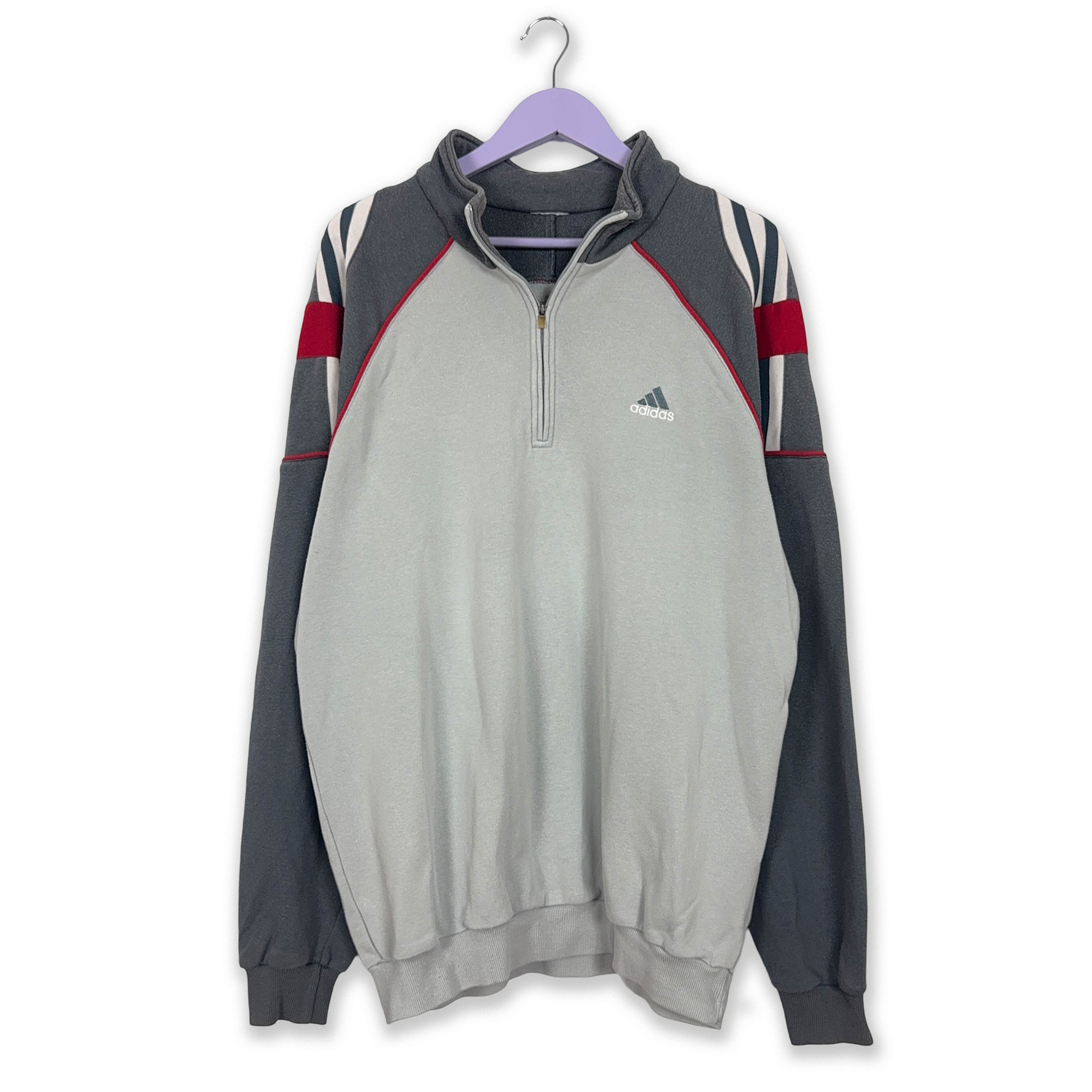 Felpa Adidas Vintage grigia quarter zip anni 2000 - Taglia XL uomo