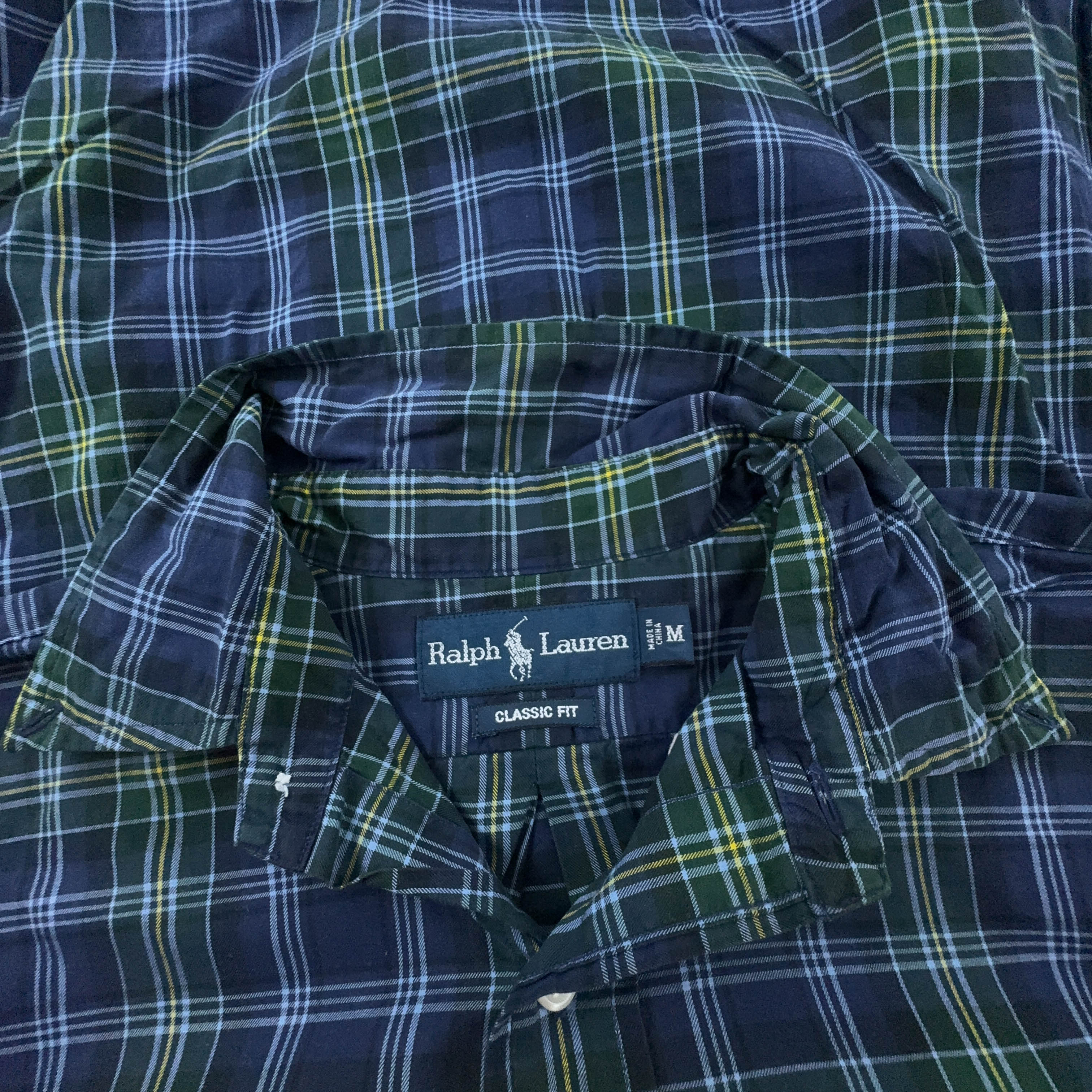 Camicia Ralph Lauren a quadri blu e verde custom fit - Taglia M/L uomo