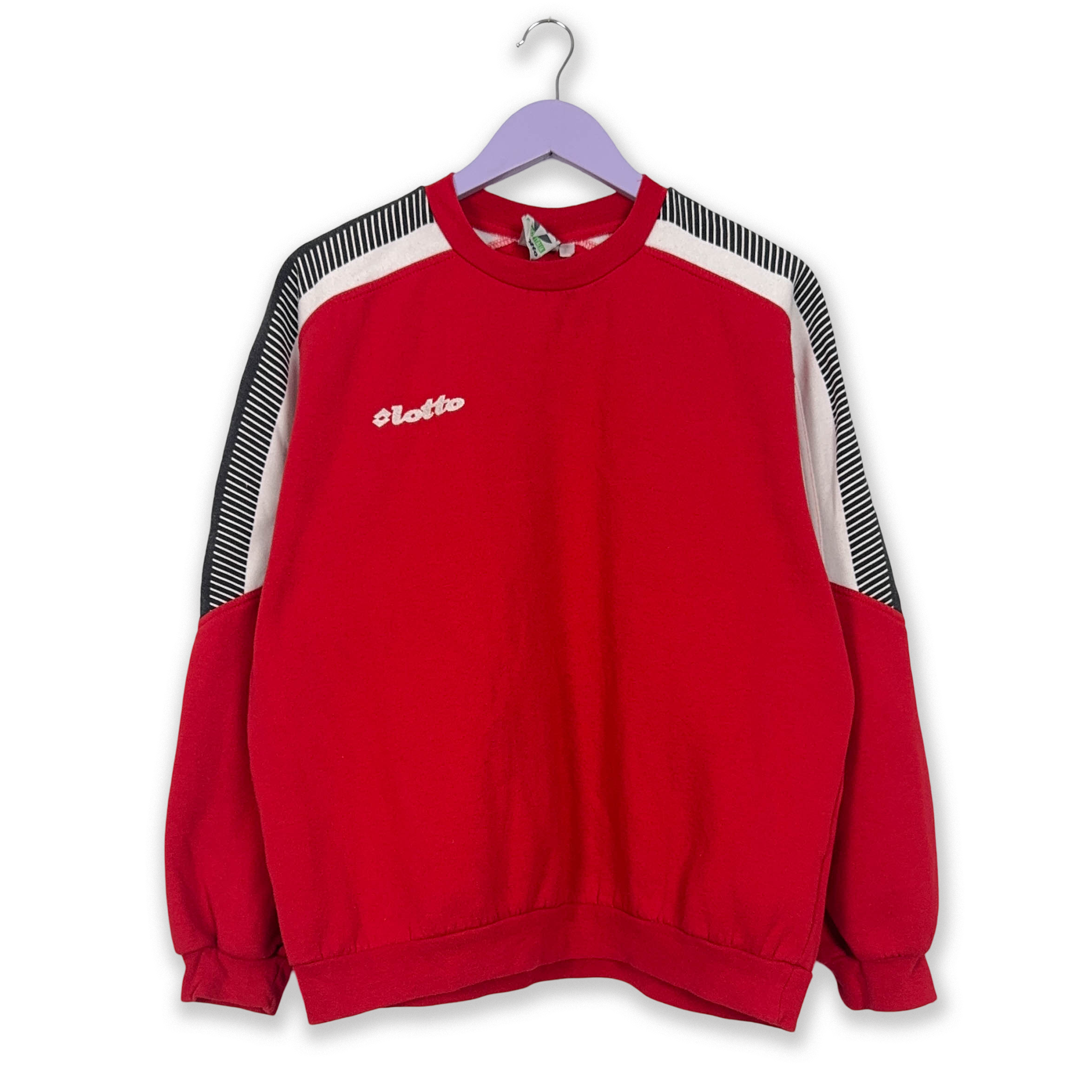 Felpa Lotto Vintage rossa e grigia a girocollo in cotone anni 90 - Taglia 50 uomo