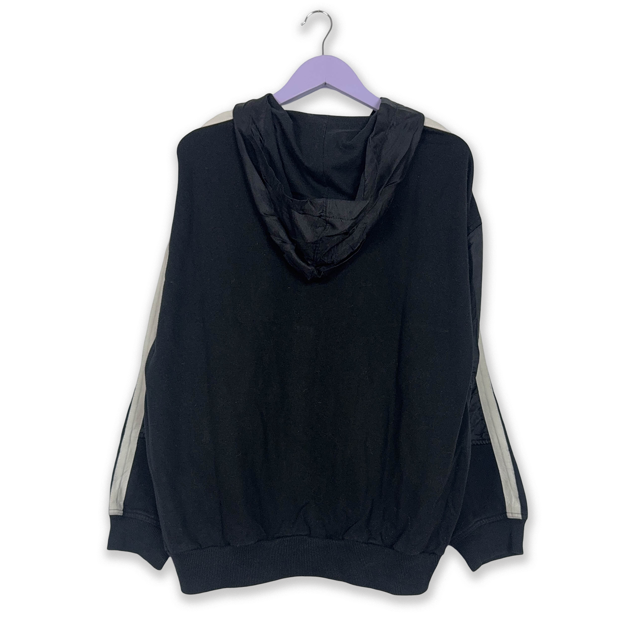 Felpa Reebok Vintage nera con zip e cappuccio anni 90 - Taglia L/XL uomo