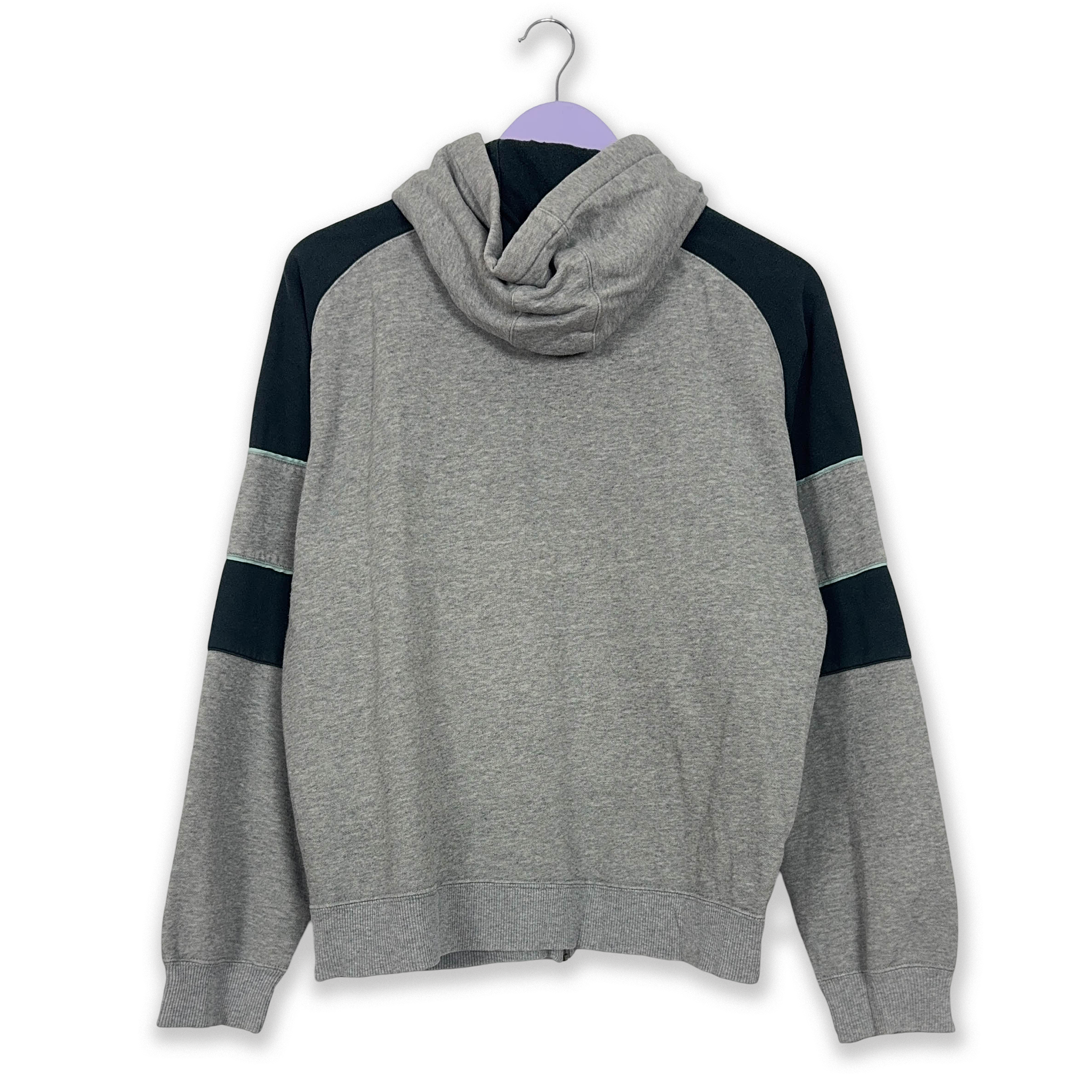 Felpa Nike Vintage grigia e nera con zip e cappuccio anni 2000 - Taglia M uomo