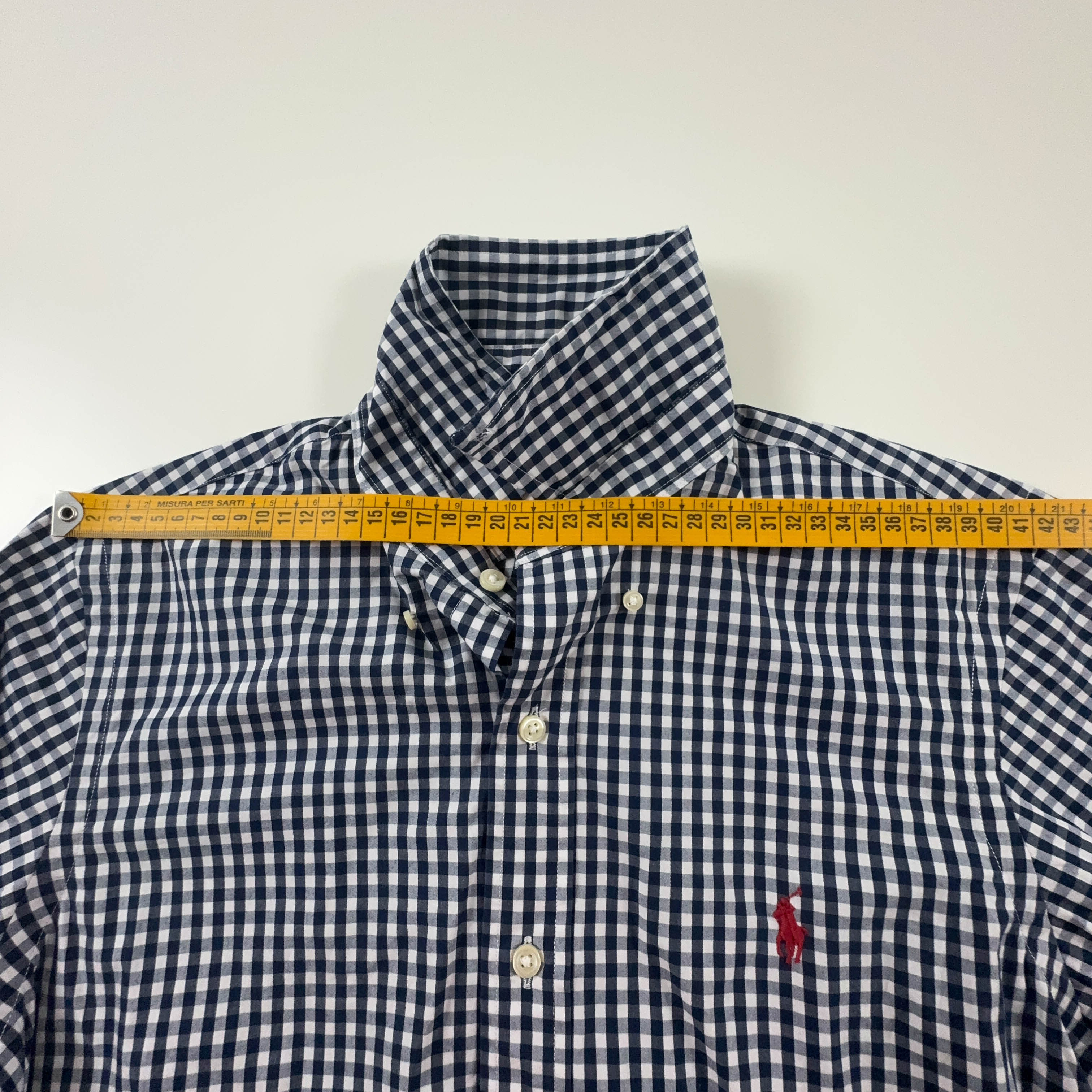 Camicia Ralph Lauren a quadri azzurra e bianca in cotone custom fit - Taglia S/M uomo