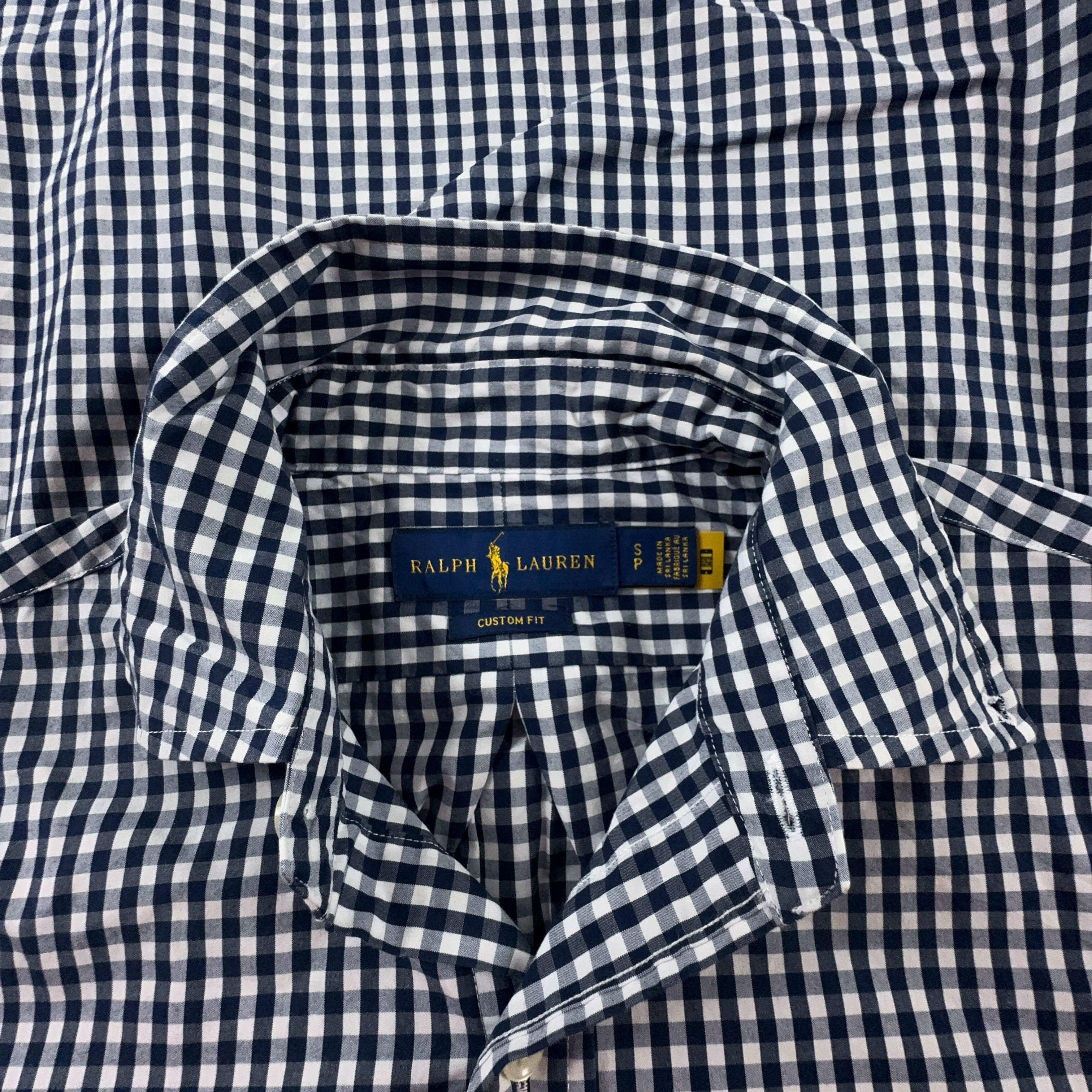 Camicia Ralph Lauren a quadri azzurra e bianca in cotone custom fit - Taglia S/M uomo