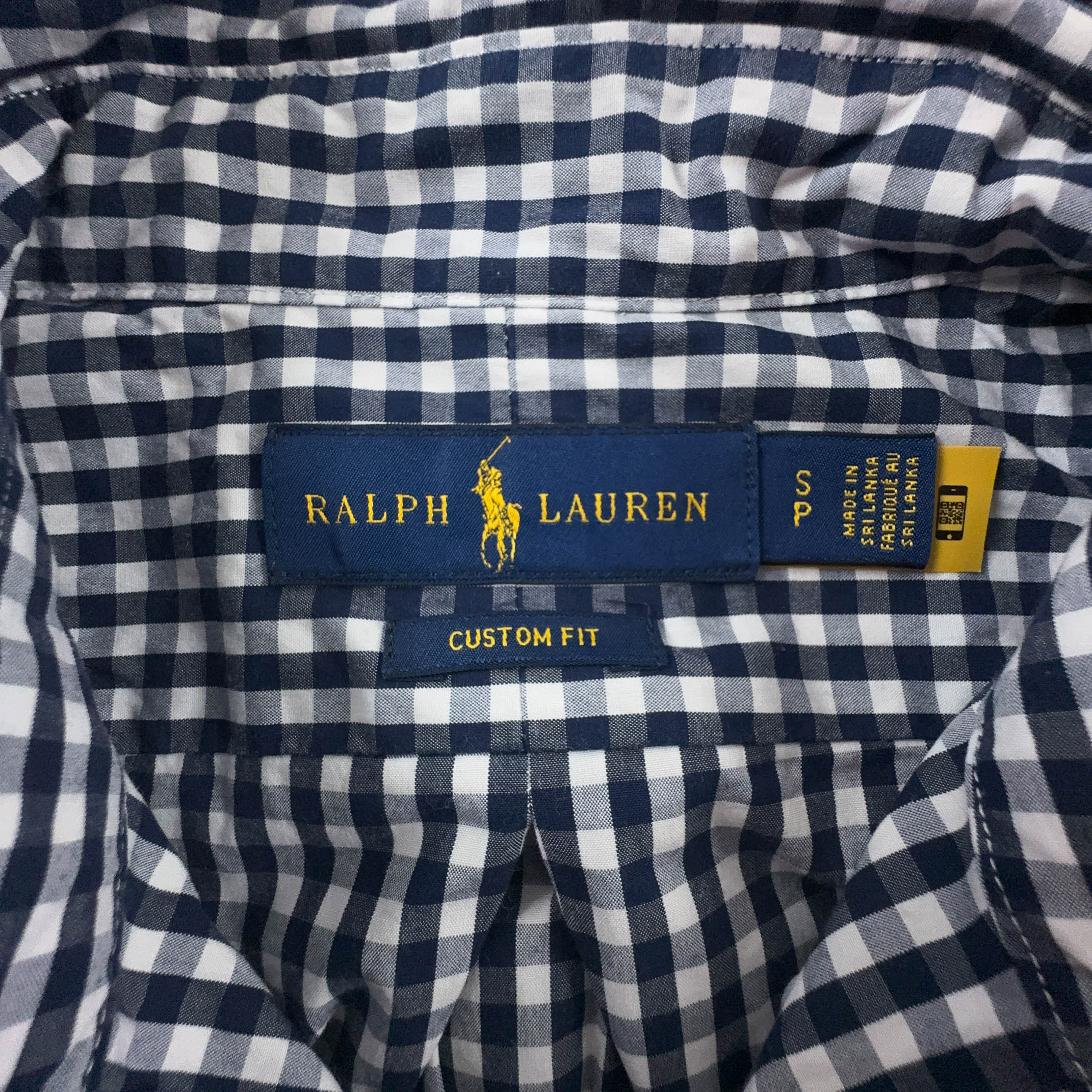 Camicia Ralph Lauren a quadri azzurra e bianca in cotone custom fit - Taglia S/M uomo