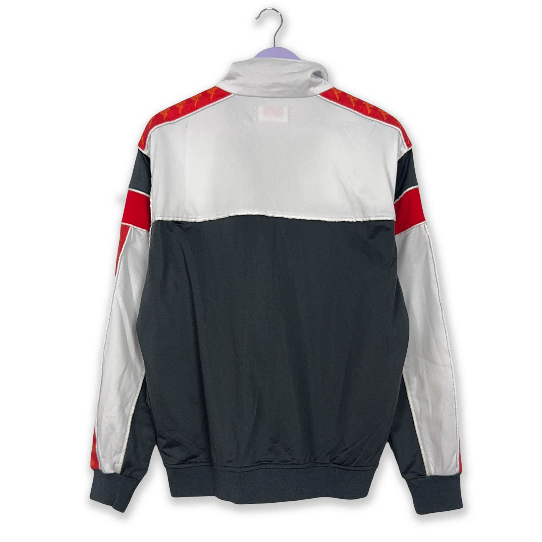 Felpa Kappa Vintage grigia e rossa con zip anni 2000 - Taglia L uomo