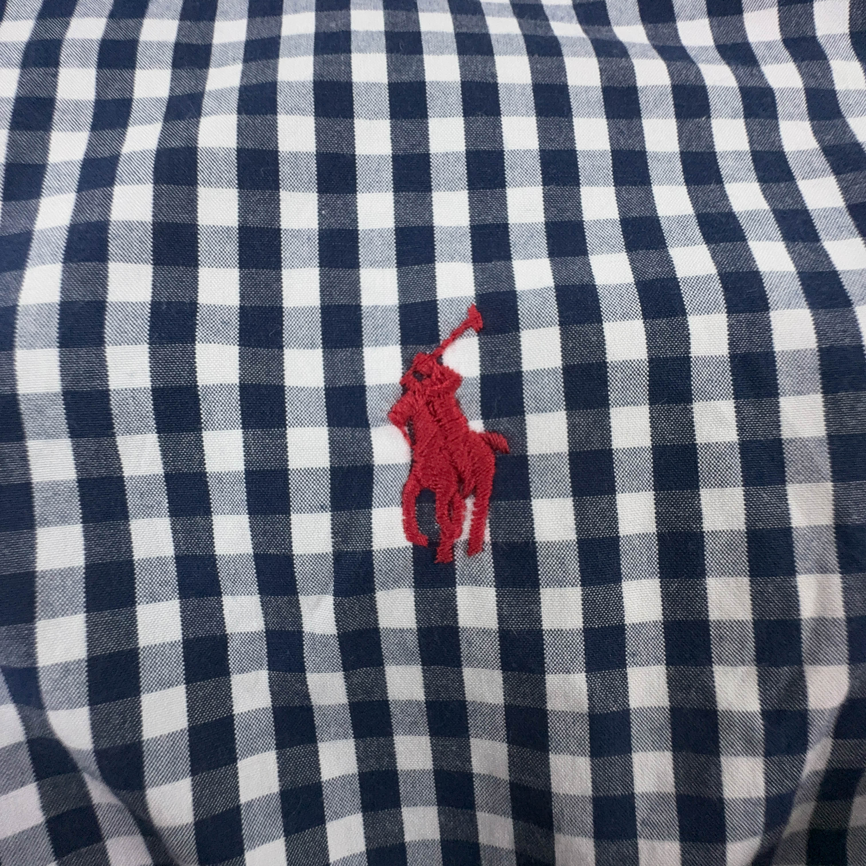 Camicia Ralph Lauren a quadri azzurra e bianca in cotone custom fit - Taglia S/M uomo