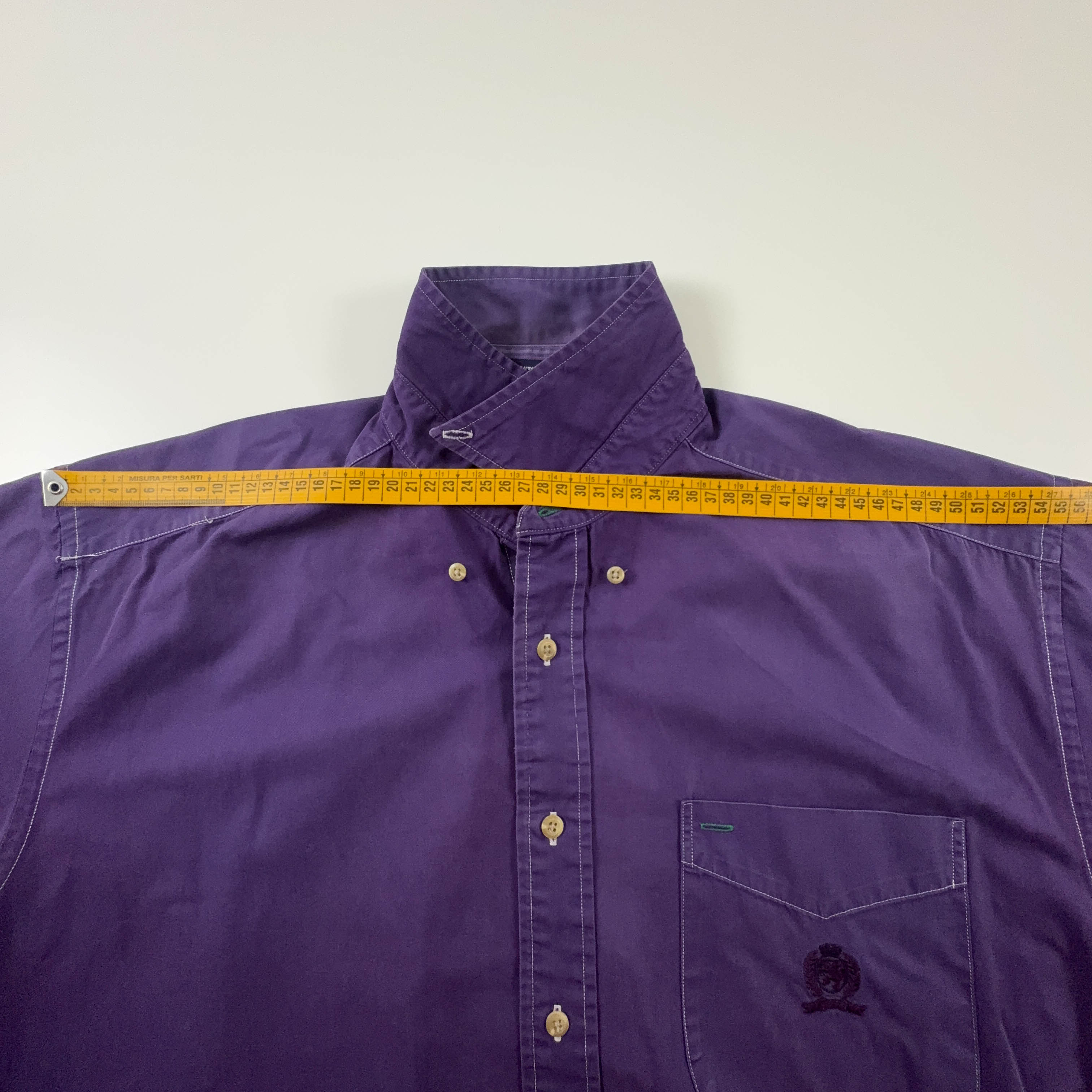 Camicia Tommy Hilfiger Vintage viola a tinta unita in cotone - Taglia L/XL uomo