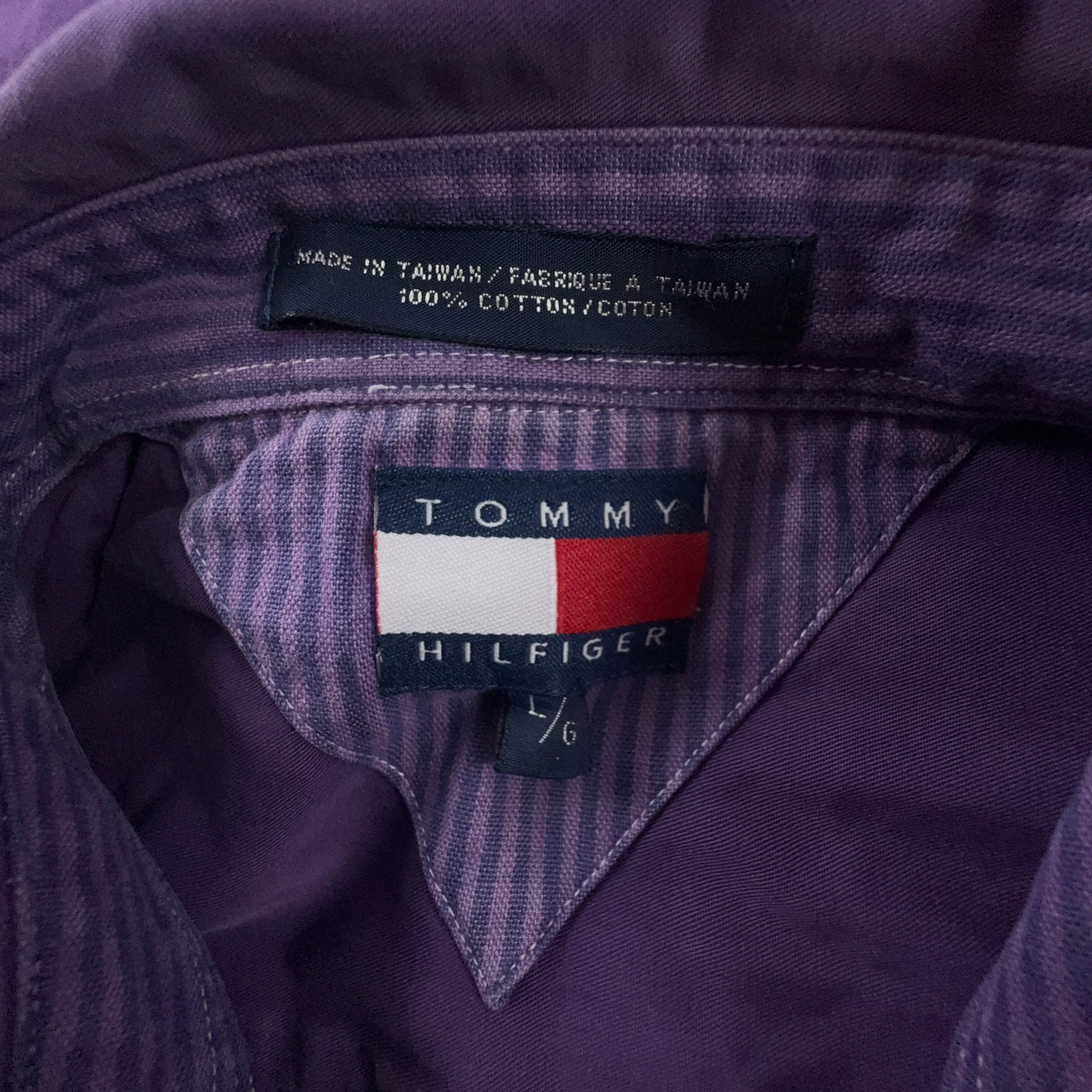 Camicia Tommy Hilfiger Vintage viola a tinta unita in cotone - Taglia L/XL uomo