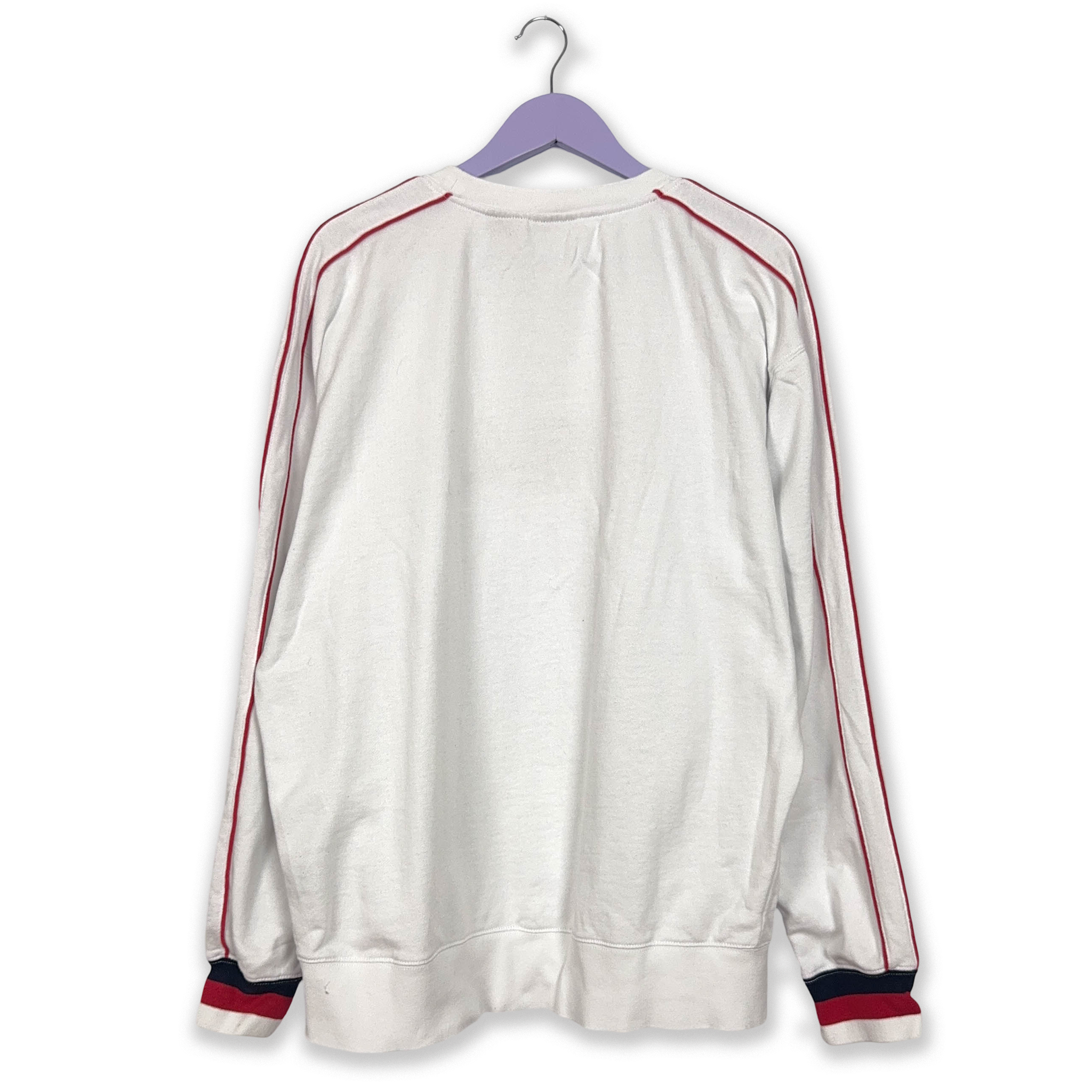 Felpa Fila Vintage bianca e blu a girocollo logo ricamato anni 2000 - Taglia 56 58 uomo